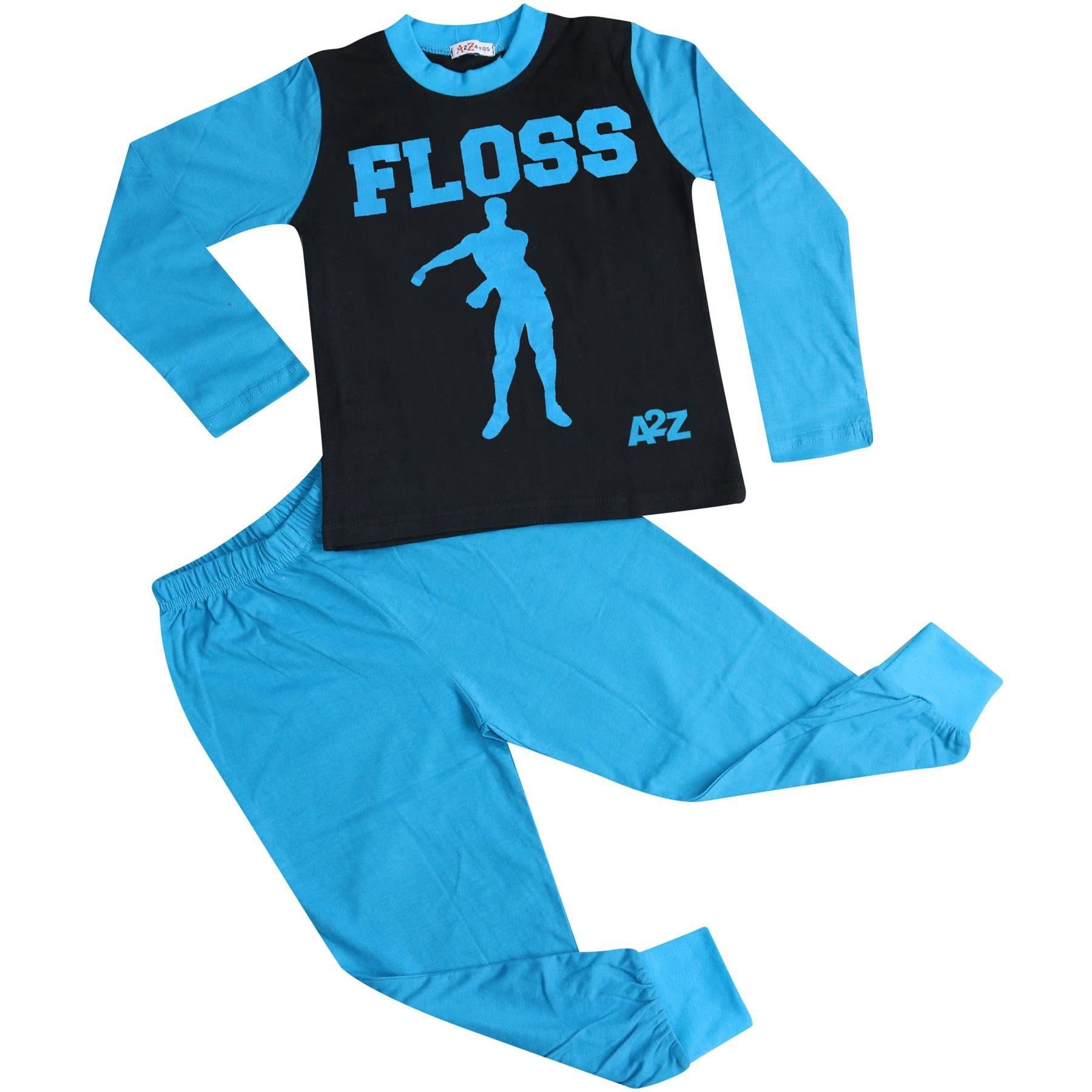 Kids Boys Girls Pyjamas Blue Trendy Floss A2Z Print Xmas