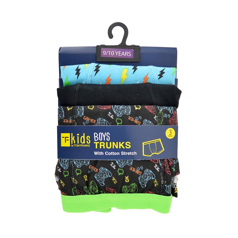 A2Z 4 Kids Boys Trunks Pack Of 3 Football Gaming Knickers Cotton Mix Underpants