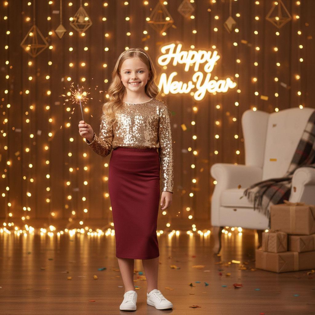 Girls Maxi Skirt Soft Stretch Viscose Skirt Comfy School Wear For Age 5-13 Year