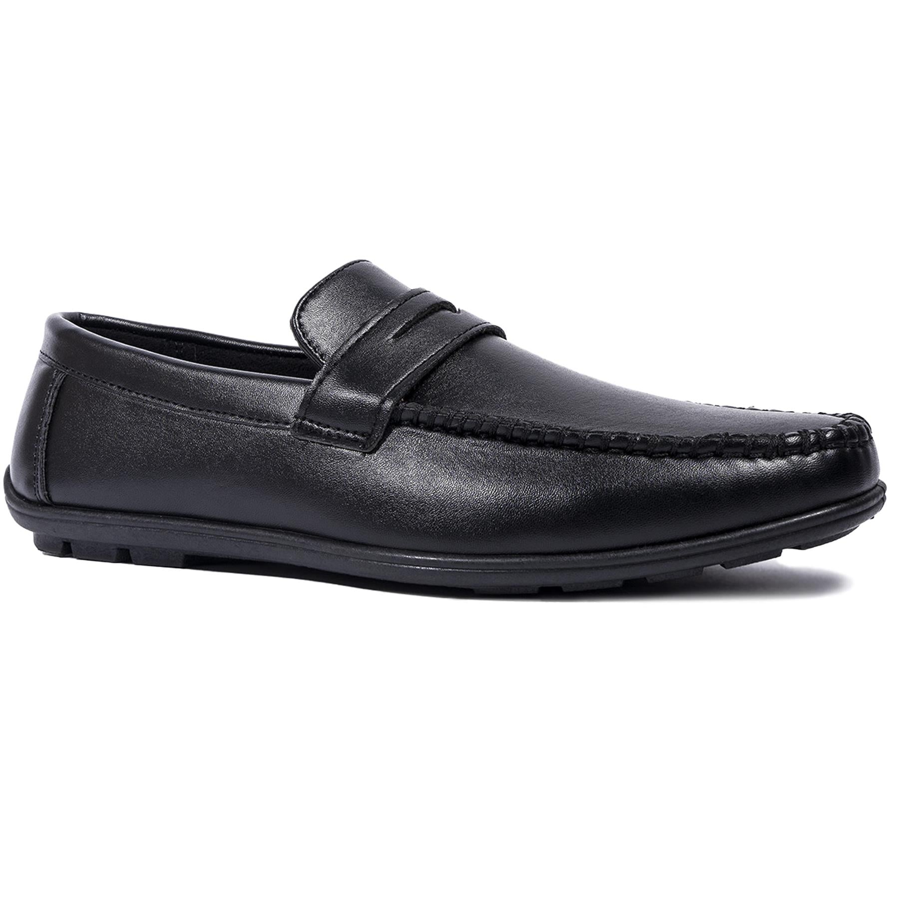 A2Z Mens PU Leather Shoes Easy Slip On Loafer Black To School College Work Formal Shoes