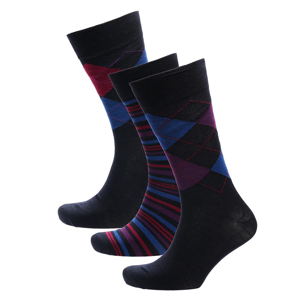 A2Z Mens 3 Pack Socks Gift Box Soft Argyle and Striped Designs Breathable Socks