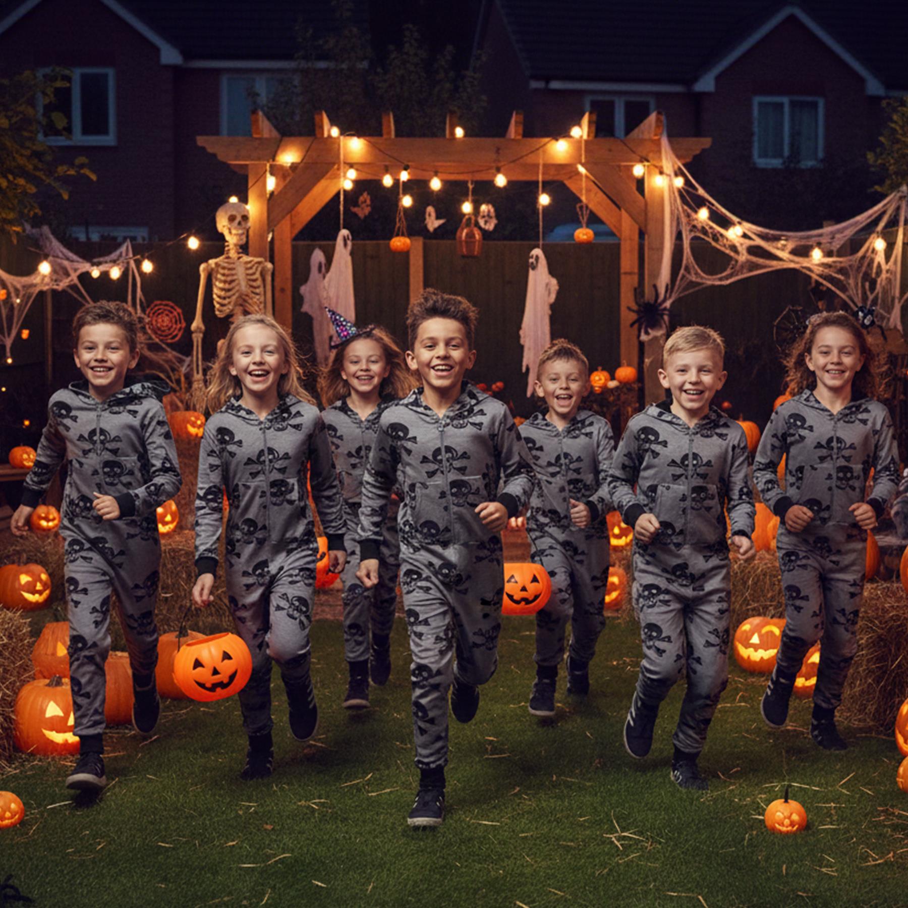 Kids Girls Boys One Piece Halloween Print Onesie