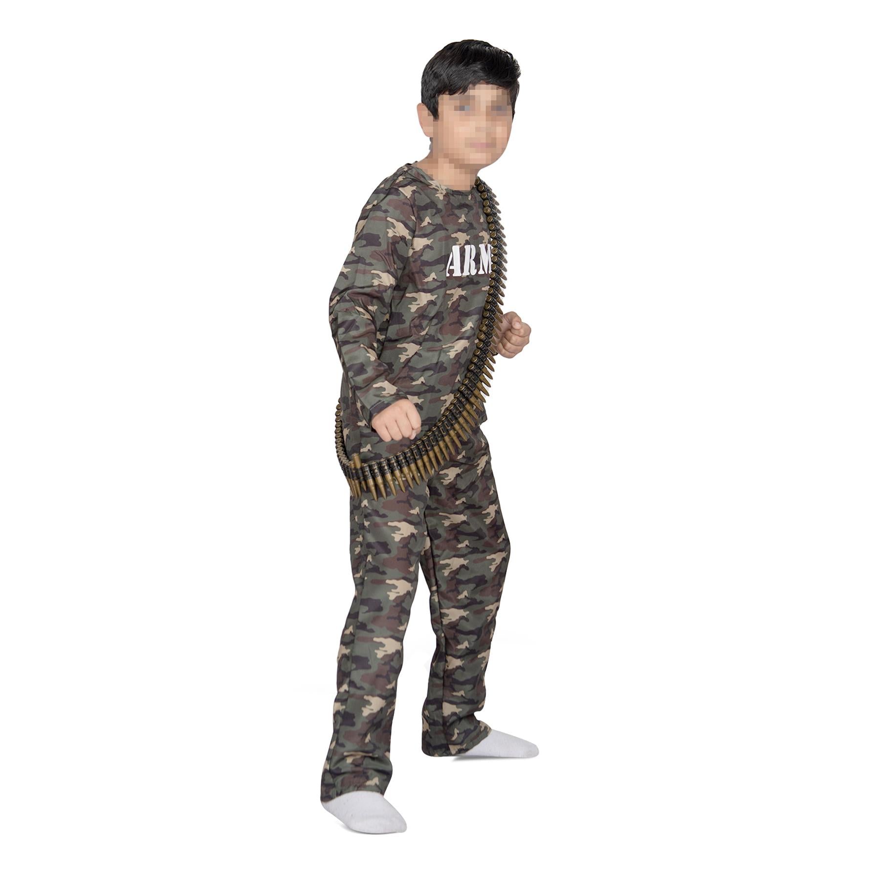 Kids Army Costume Soldier Role Play Halloween Military Camouflage Uniform Outfit