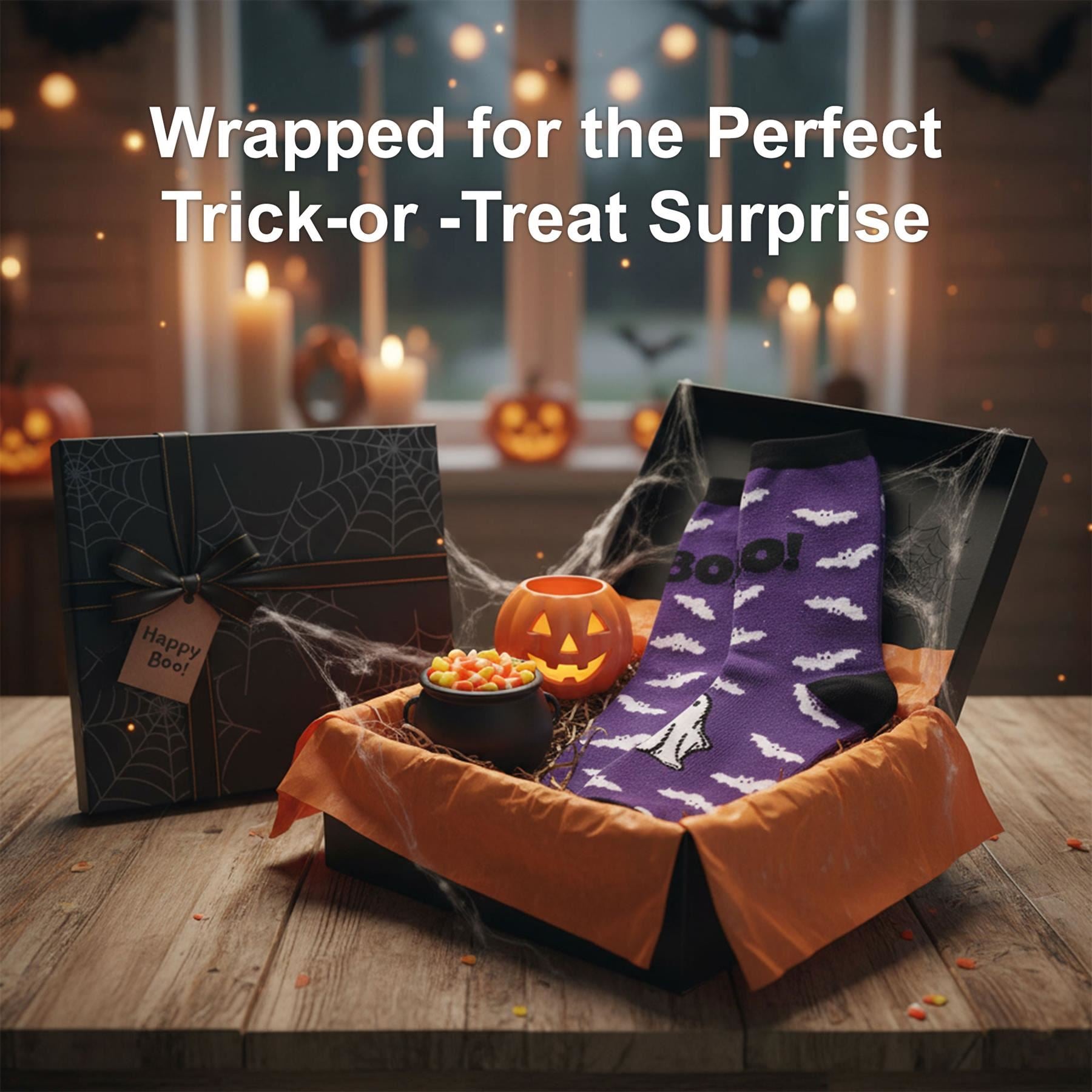 A2Z 4 Kids Girls Boys Novelty Halloween Skeleton Boo Spider Web Warm Crew Socks