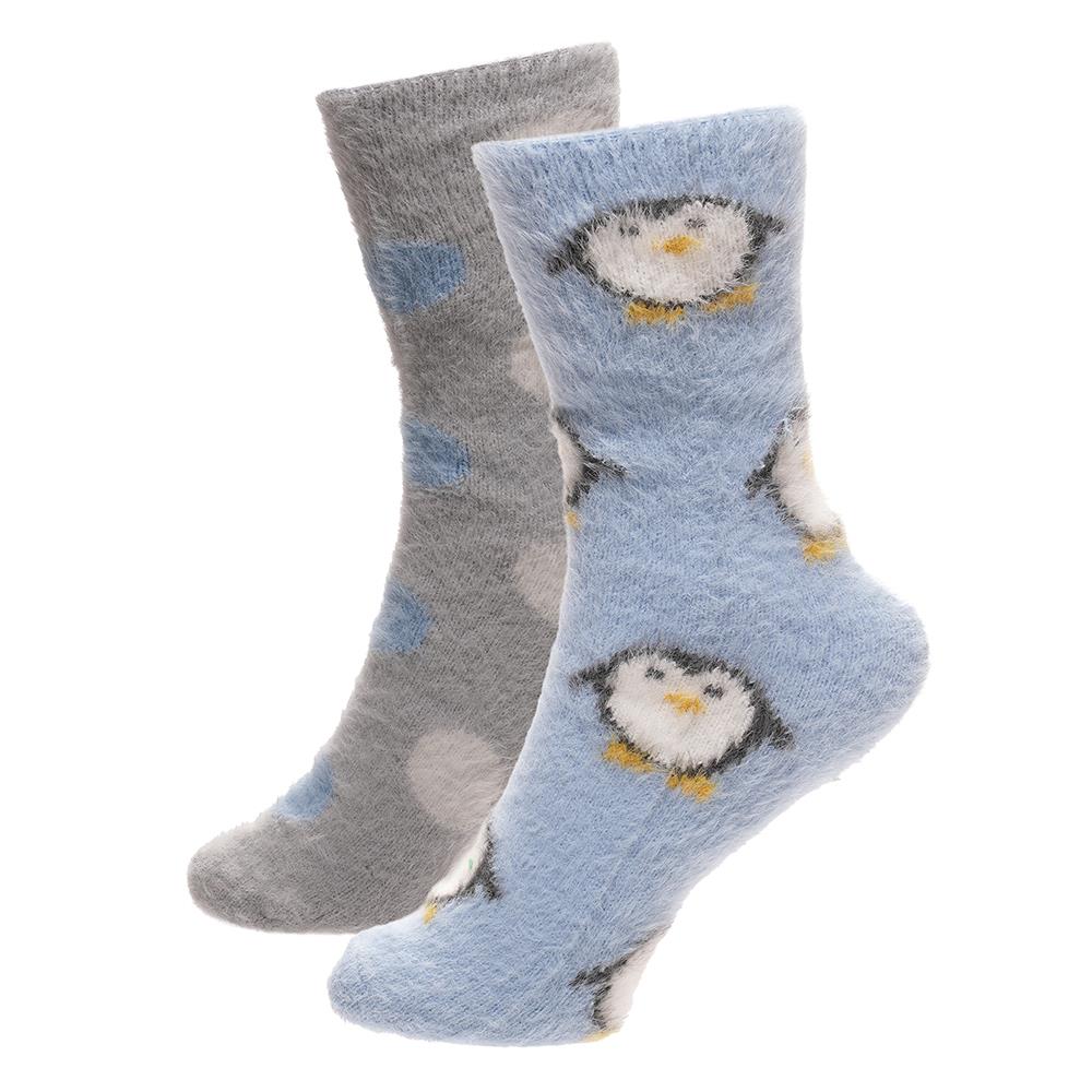 A2Z Ladies 2 Pack Novelty Chenille Cosy Socks Soft Brushed Warm Winter Socks