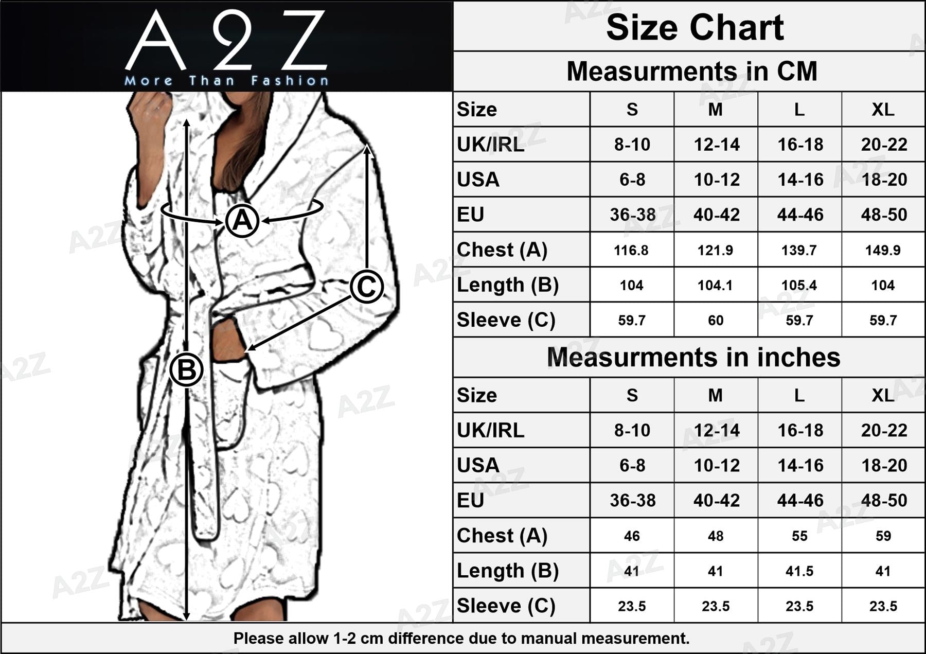 A2Z Women's Luxurious Heart Embossed Fleece Robe Winter Dressing Gown With Hood