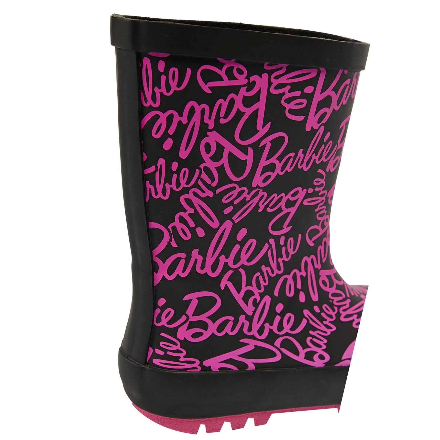 Kids Girls Barbie Slogan Rubber Welly Rain Boot Anti-Skid Wellington Snow Boots