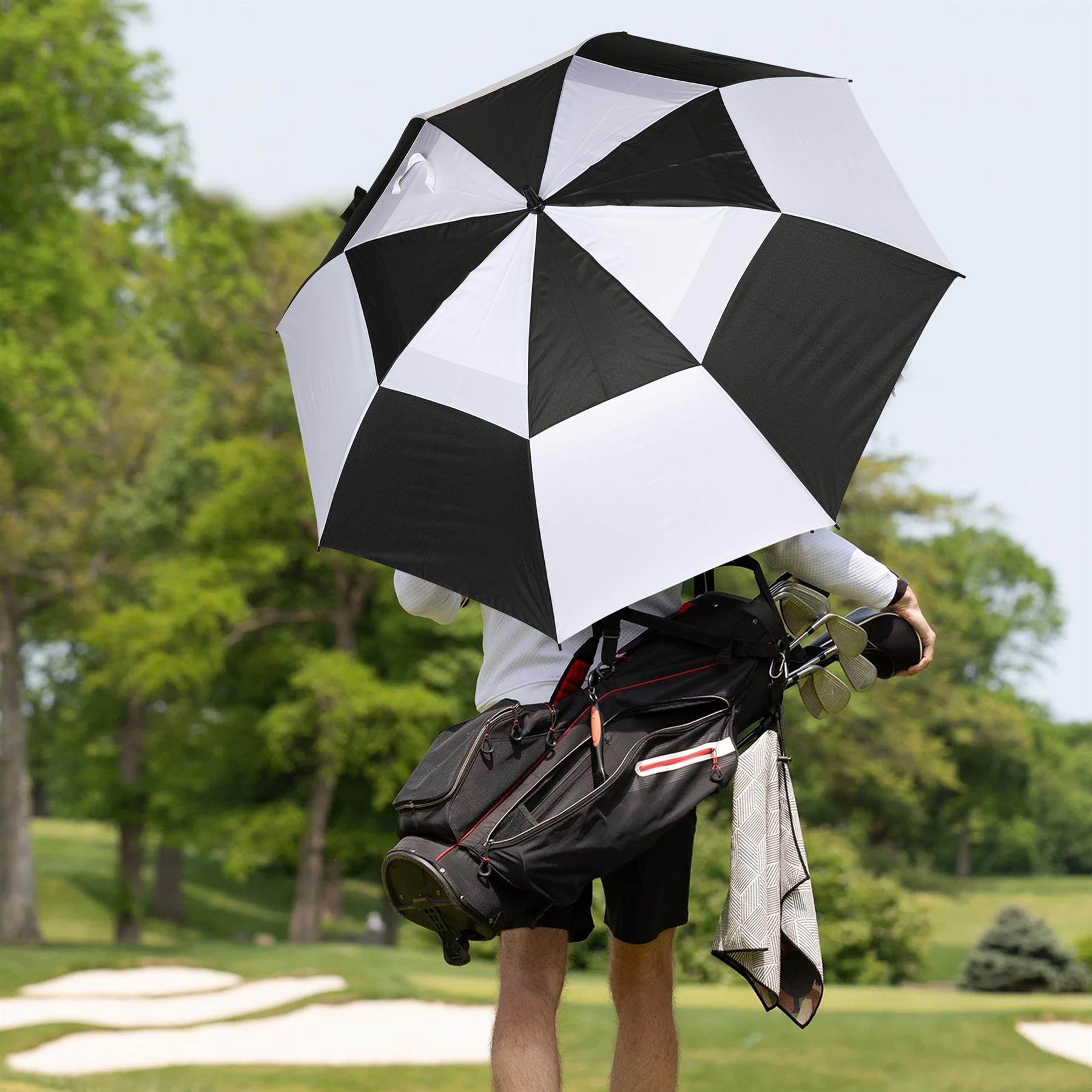 A2Z Golf Umbrella Auto Open Wind Rain Resitant 152cm Double Canopy Vented Brolly