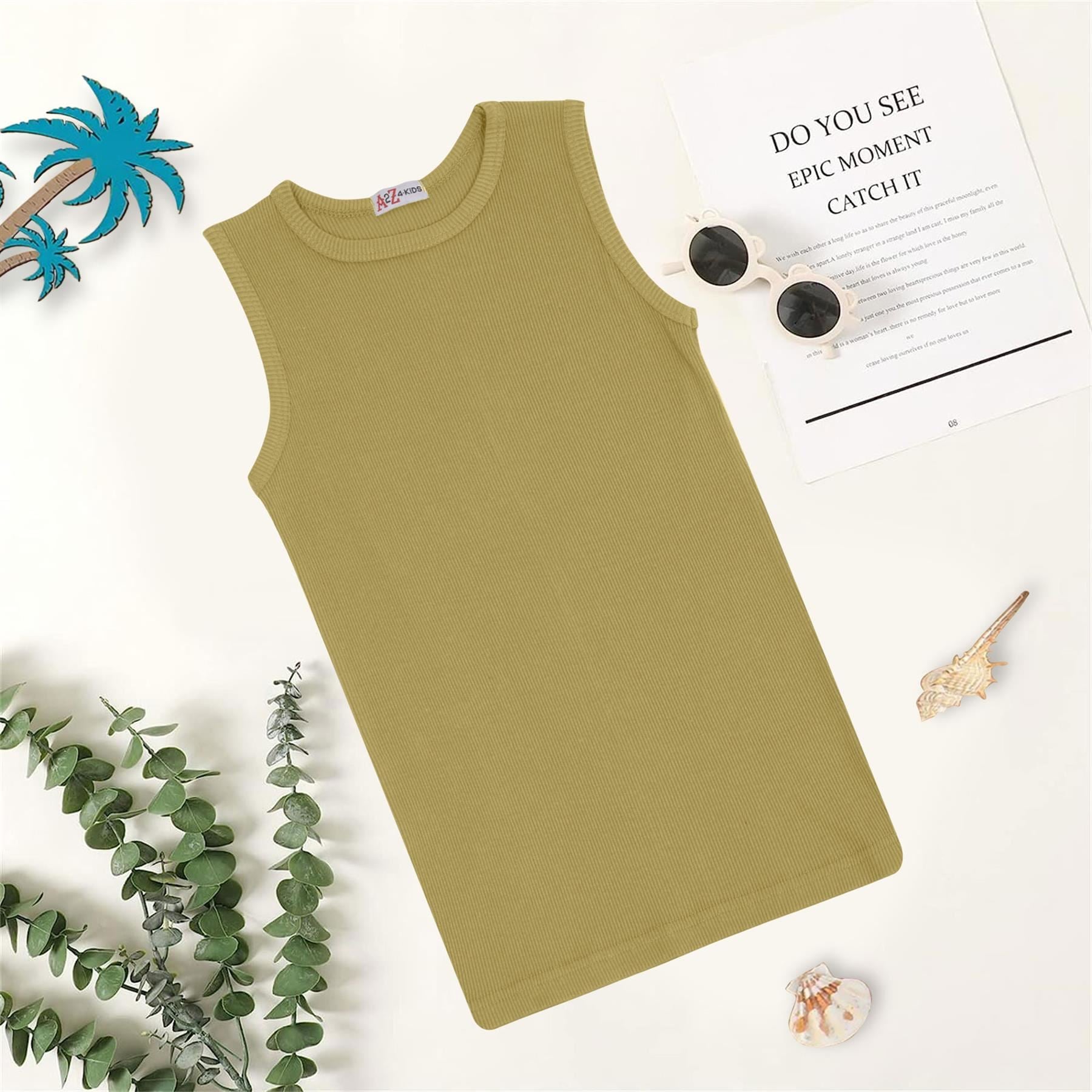 Kids Girls Boys Childrens Vest Top Tank Top Fitted 100% Rich Cotton 2-13 Years