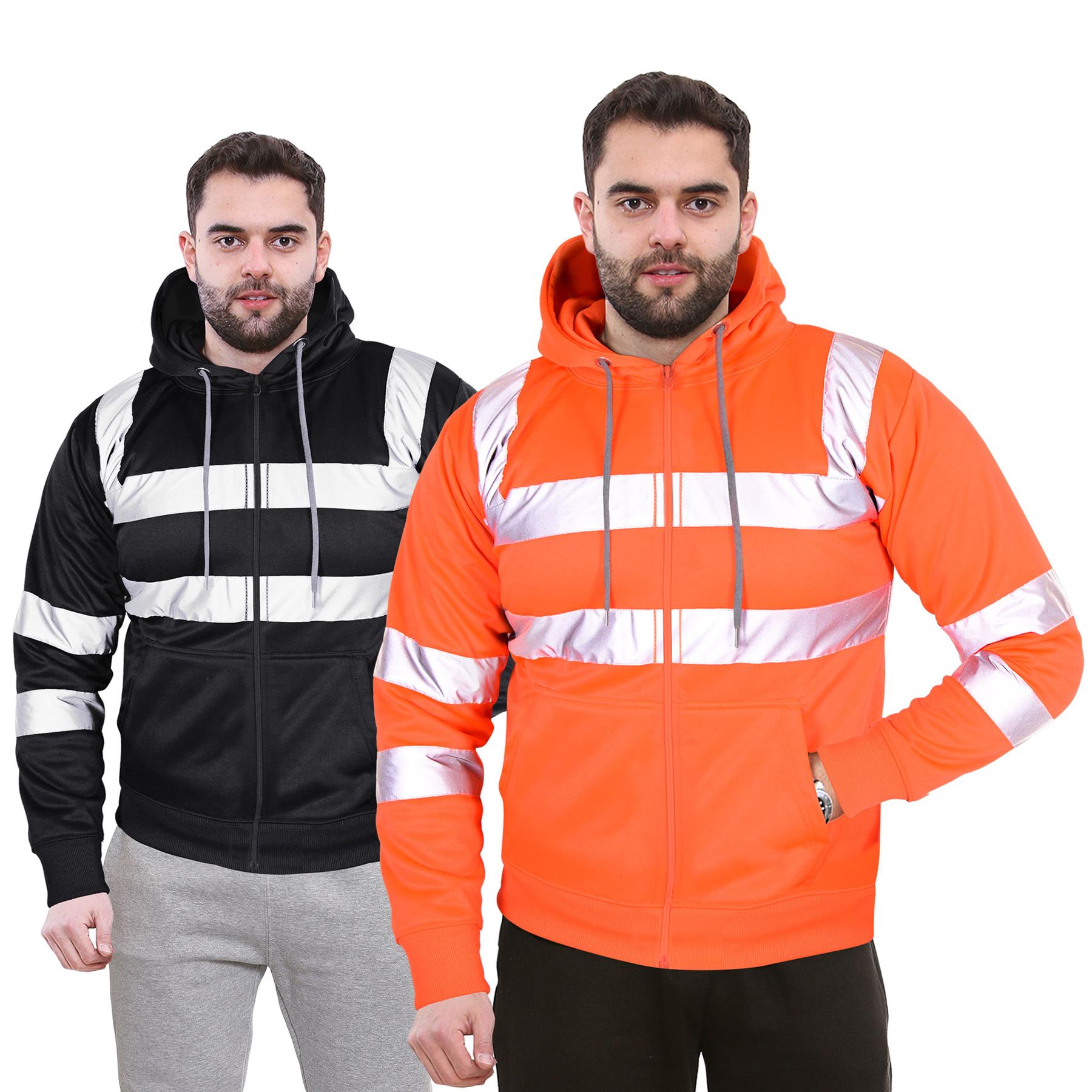 A2Z High Visibility Safety Zip Up Hoodie Workwear For Men's Small to 4XL