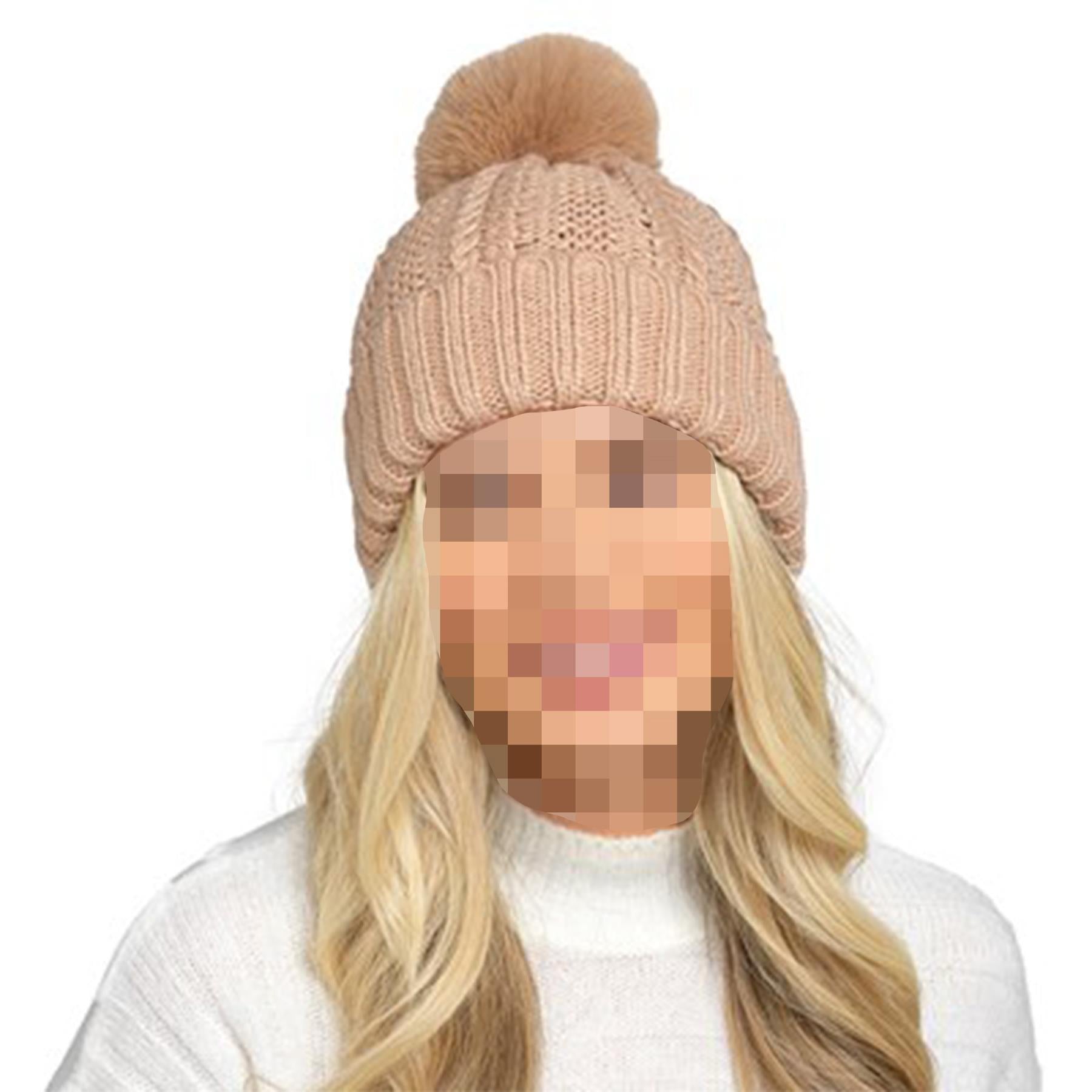 A2Z Ladies Hat Chunky Cable Knit Beanie Pom Pom Stretchy Winter Warm Cozy Hats