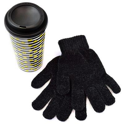 Travel Mug Chenille Gloves OneSize Reusable 600ml Coffee Cup Xmas Party Gift Set