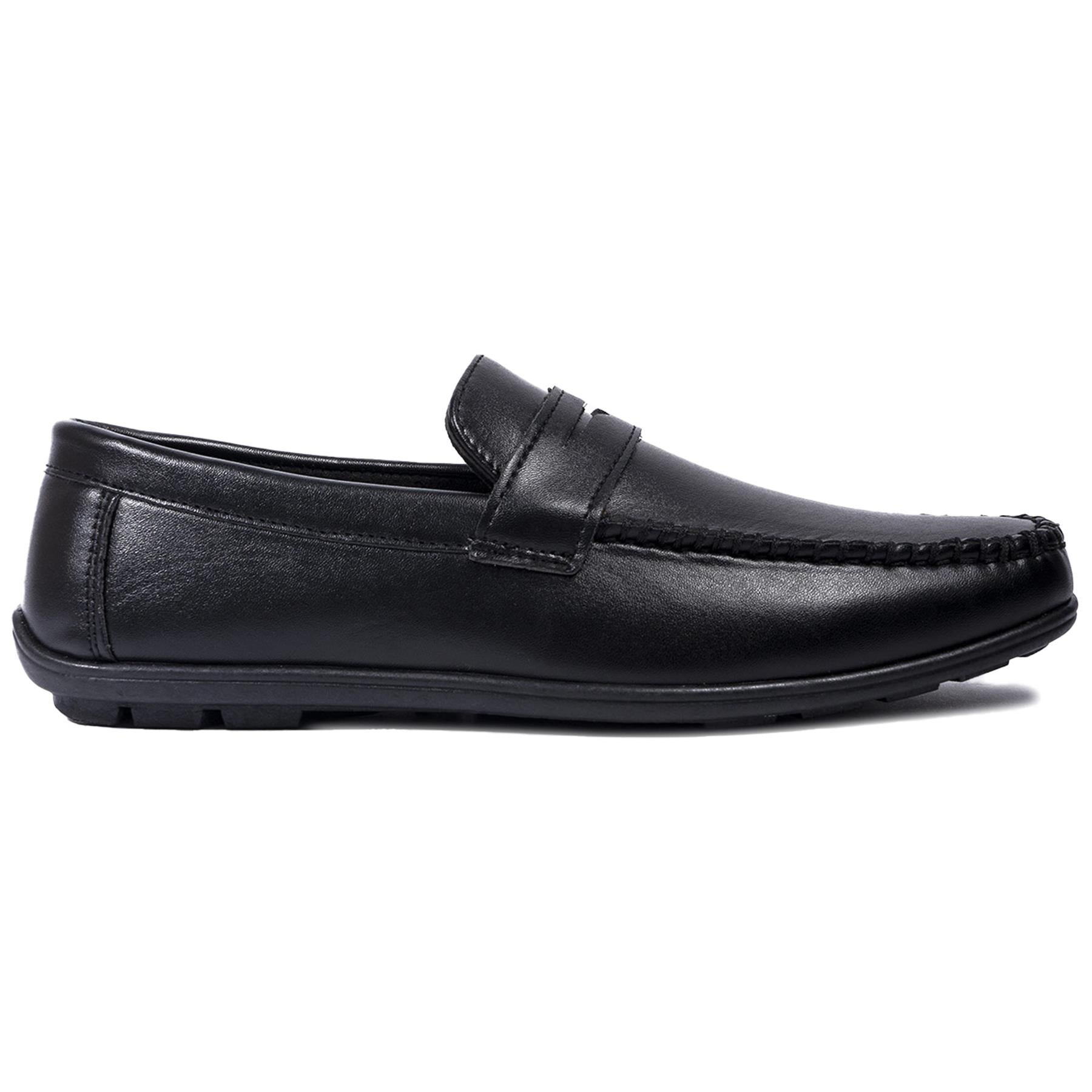 A2Z Mens PU Leather Shoes Easy Slip On Loafer Black To School College Work Formal Shoes