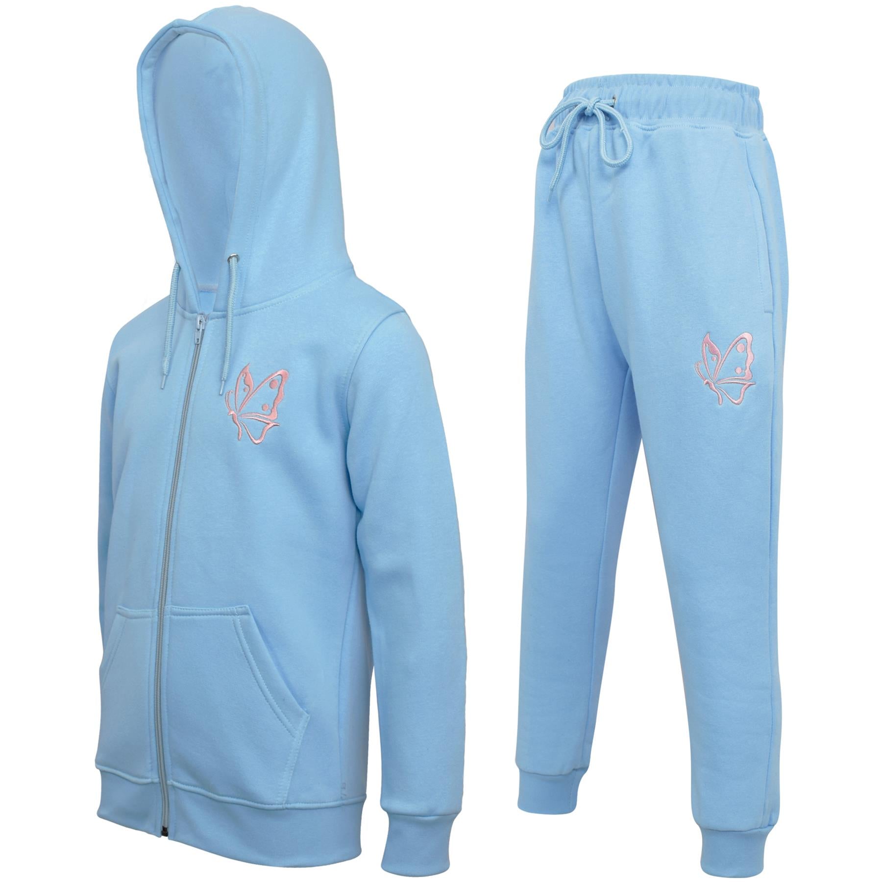 A2Z 4 Kids Girls Tracksuit Zipped Hooded Sweatshirt Top Bottoms Sportswear Set