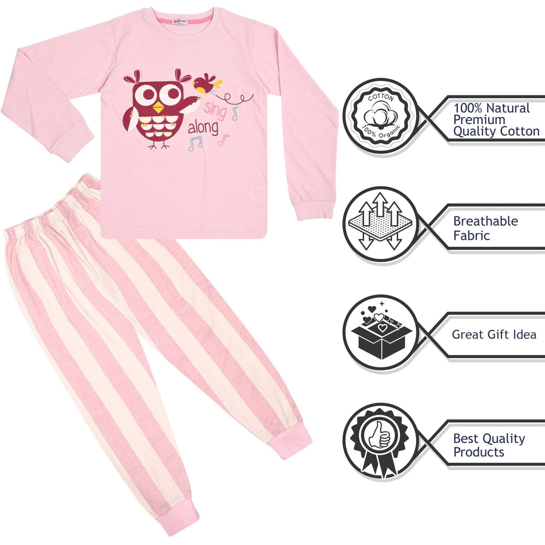 A2Z 4 Kids Girls Pyjamas Traditional PJS Pyjama Long Sleeve Sleepwear Sets