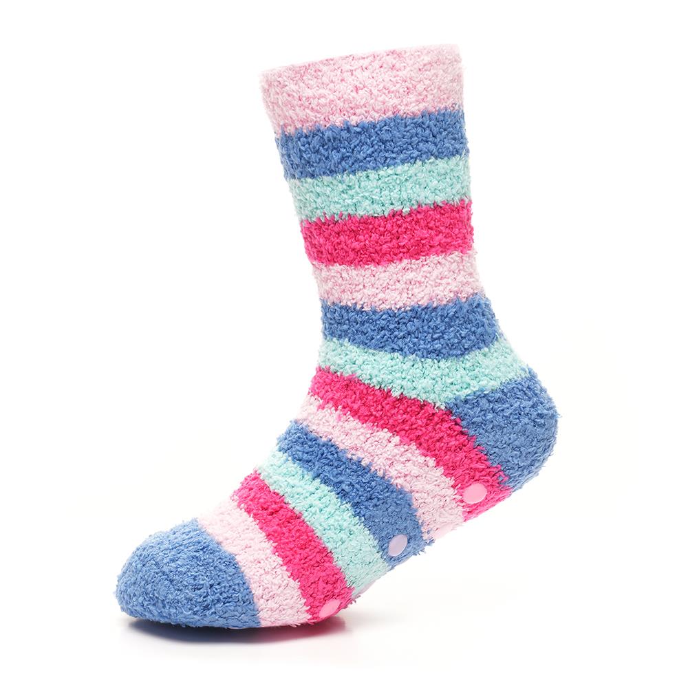 Kids Girls Cosy Socks Non-Skid Gripper Pack of 2 Super Soft Fluffy Slipper Socks