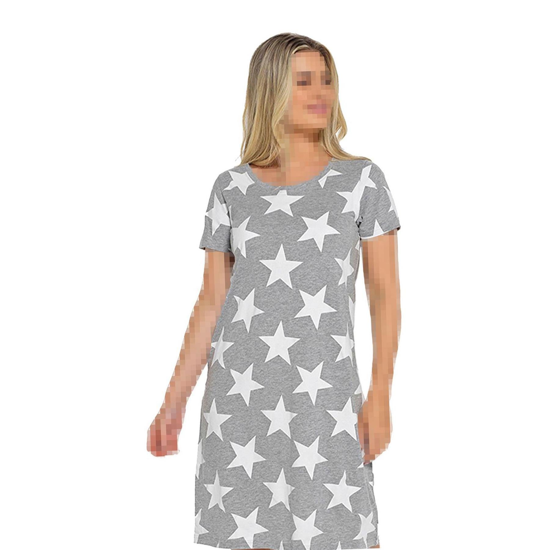 A2Z Ladies Short Sleeves Nightie Star Cotton Jersey Nightshirts Night Dress 8-22