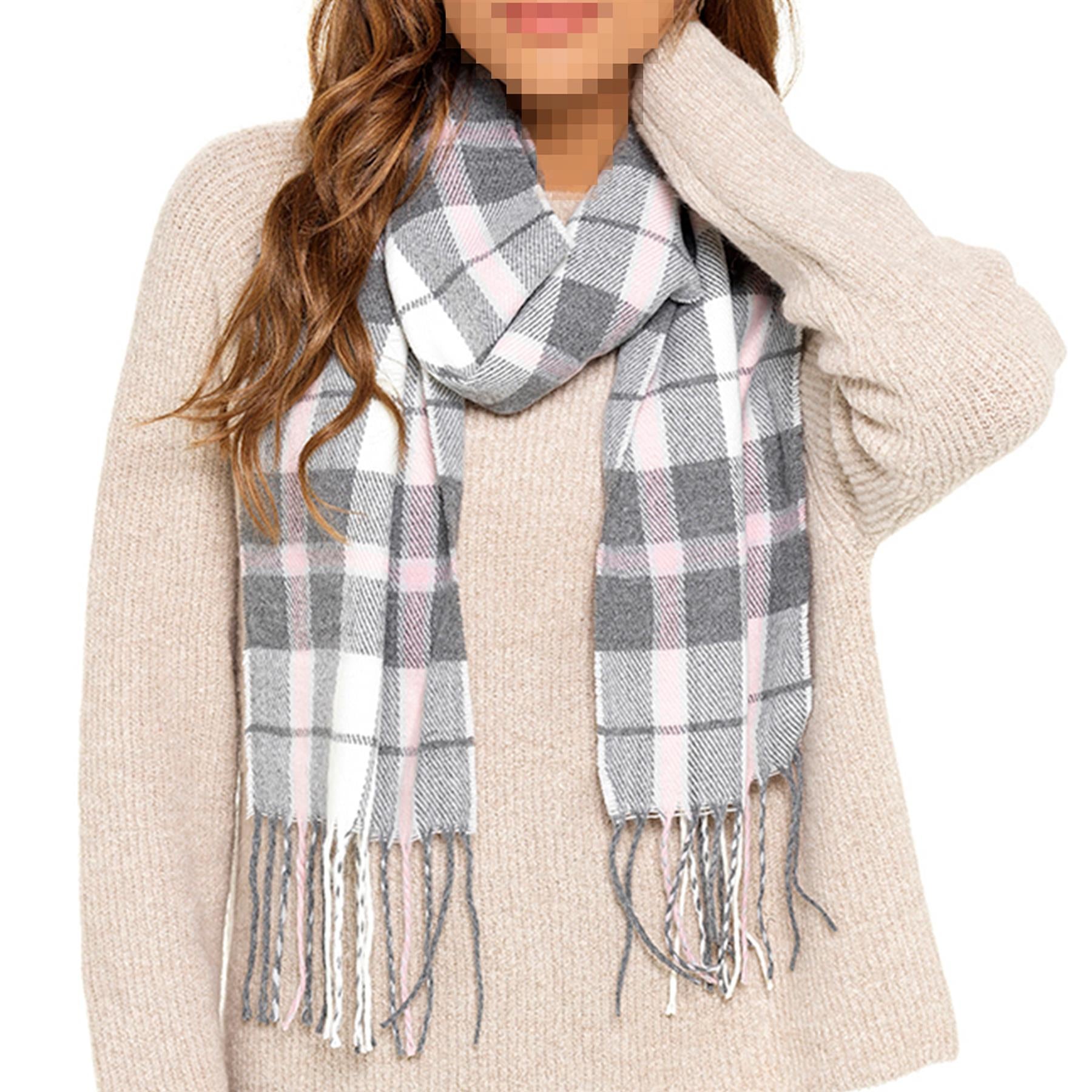 A2Z Ladies Checked Scarf Women Tartan Scarve with Tassels Ring Scarfs Warm Shawl