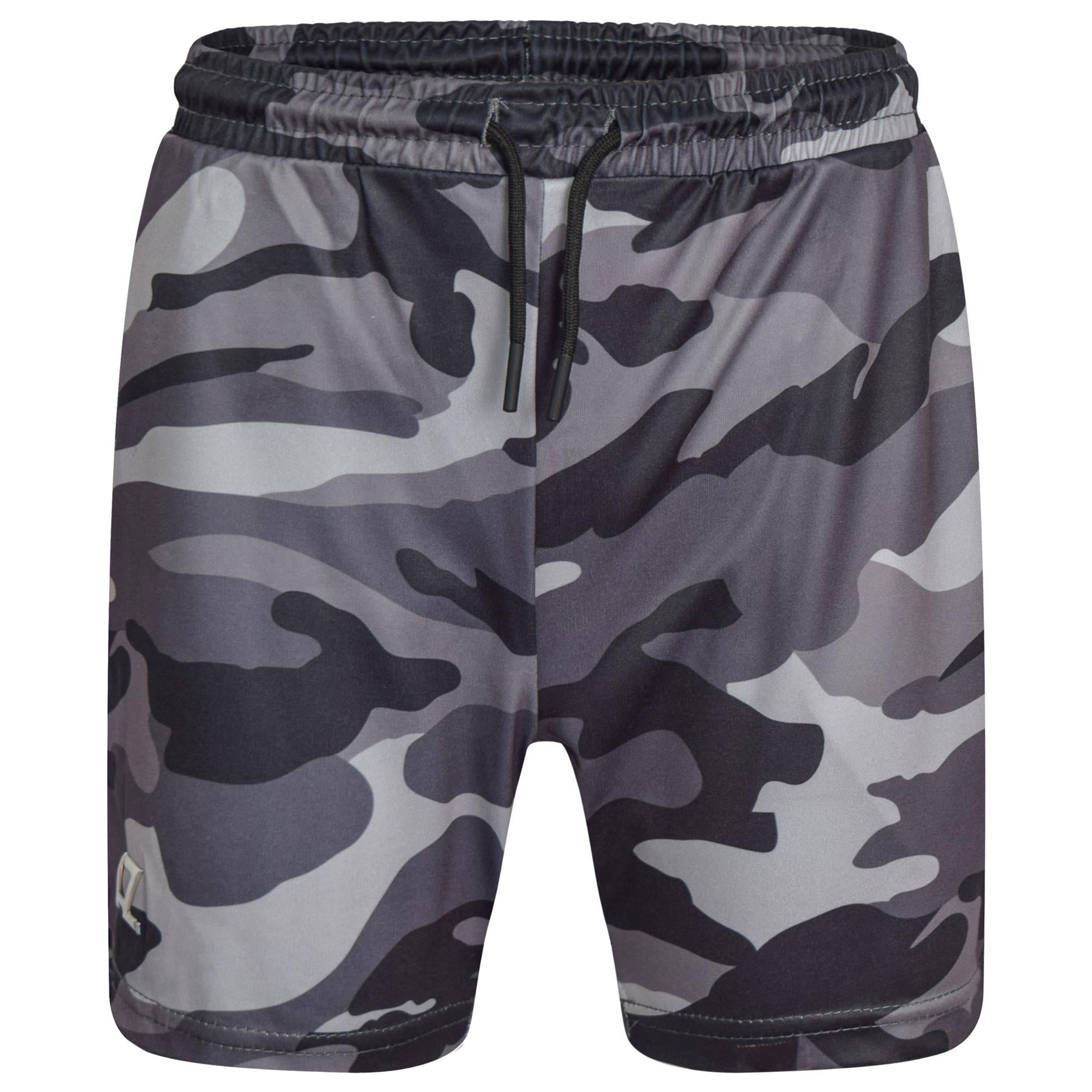 Kids Boys Active PE Shorts Camouflage Sports Footbal Summer Stretchy Short 3-14