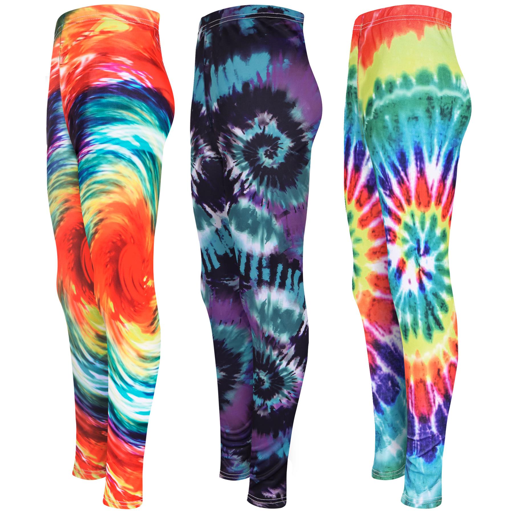 Kids Girls 3D Tie Dye Print Leggings