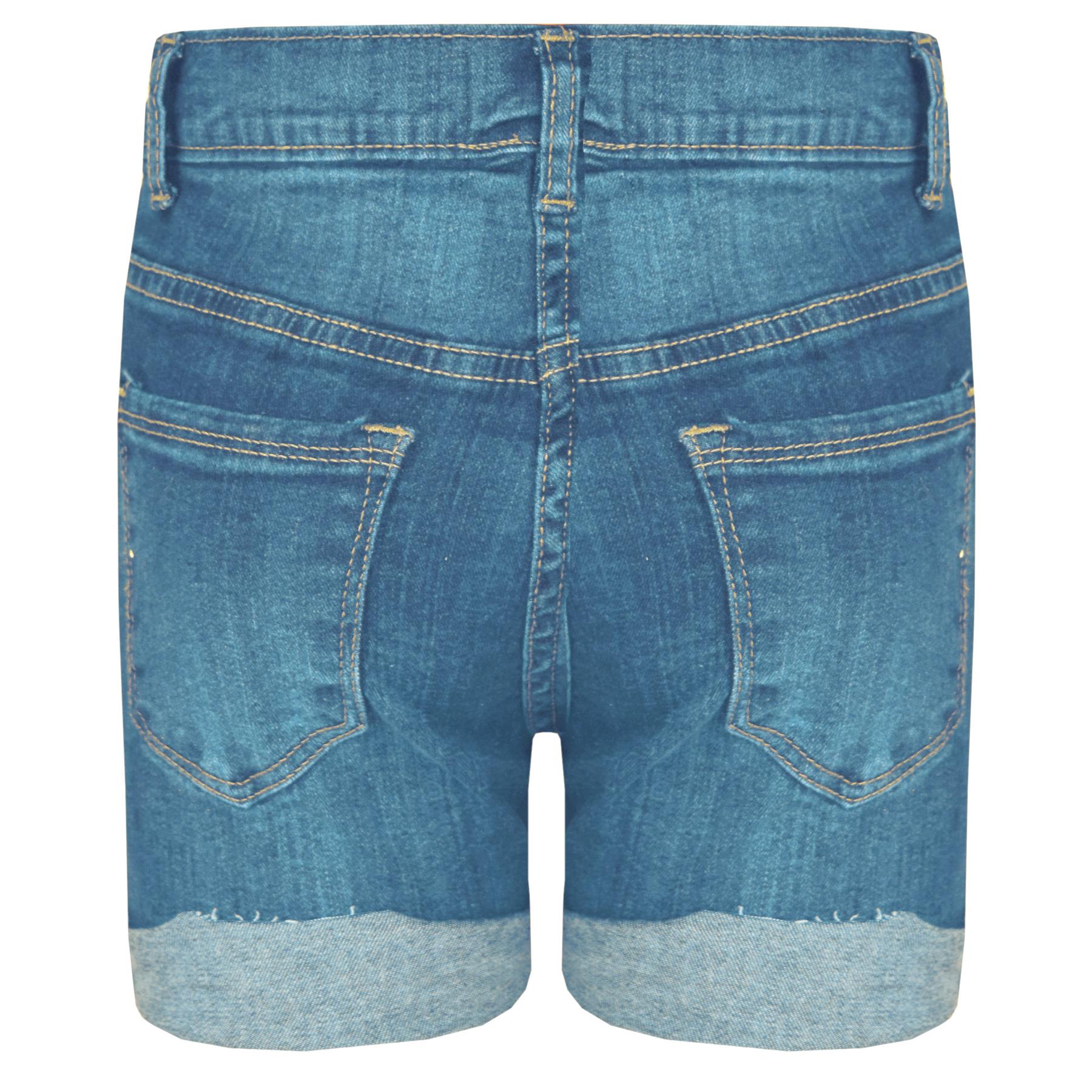 Kids Shorts Boys Girls Denim Ripped Chino Bermuda Shorts Knee Length 5-13 Years