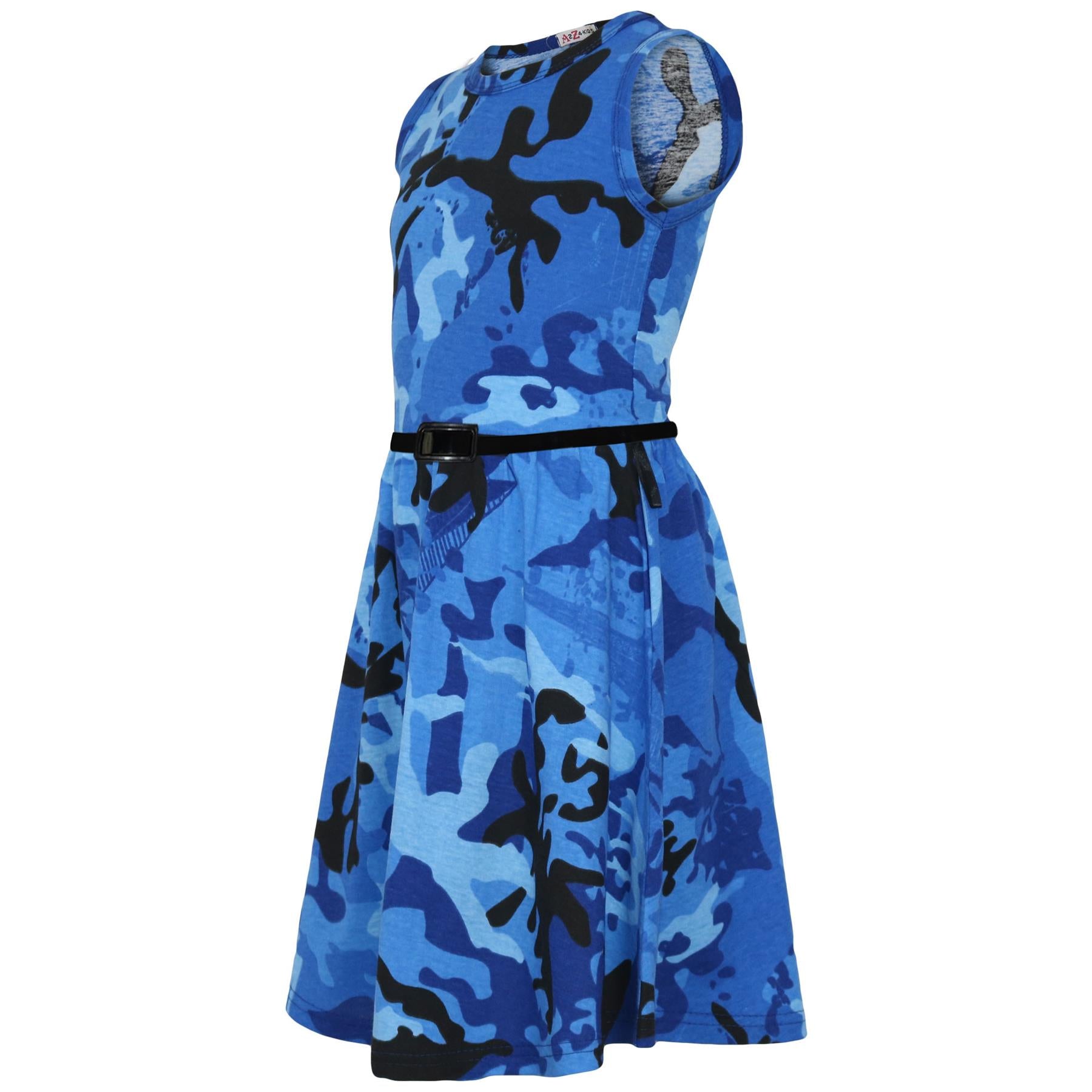 Girls Skater Dress Kids Camouflage Summer Casual Party Dress 5-13 Years