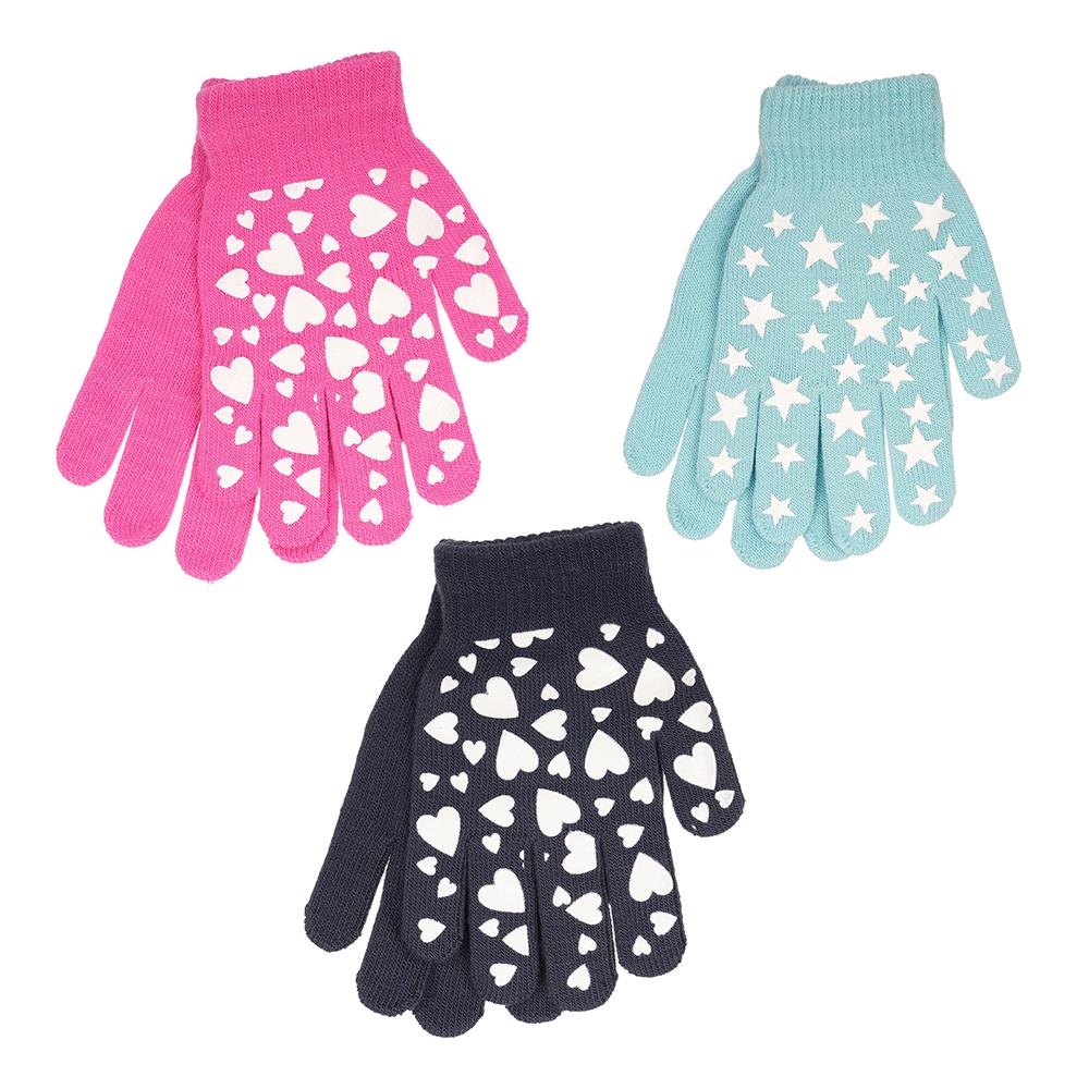 Kids Girls Gloves 3 Pack Glowing In The Dark Mittens Winter Warm Magic Gloves