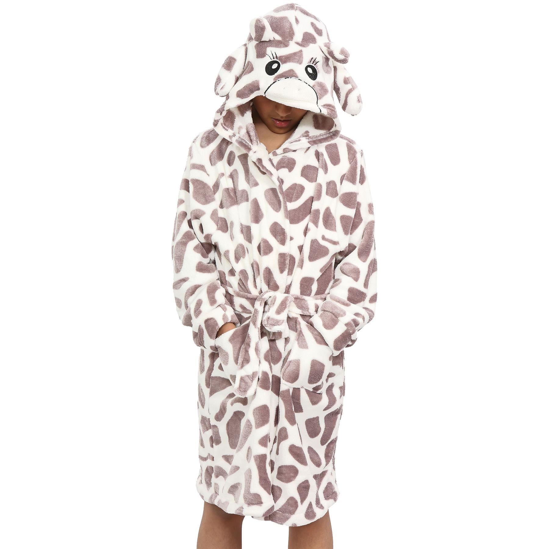 Kids Girls Boys Super Soft 3D Giraffe Animal Hooded Bathrobe