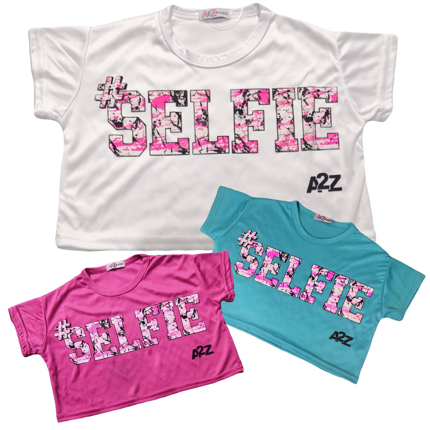 Kids Girls Crop Top #Selfie Trendy Floss Fashion Stylish Belly Shirt Tops Tees