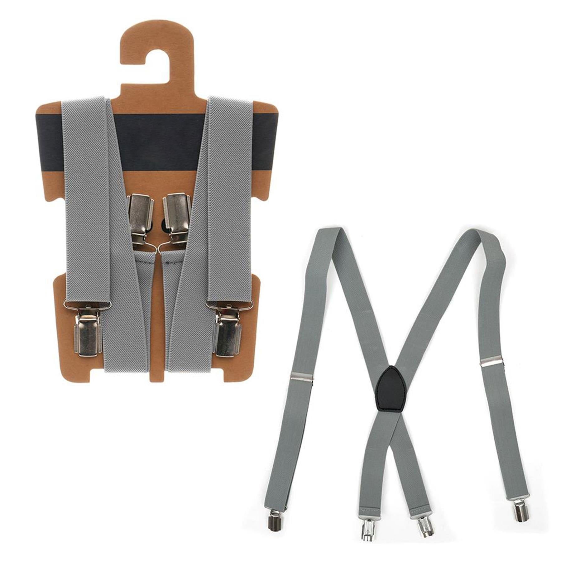 Mens Adjustable Elastic Braces With 4 Strong Metal Clips Heavy Duty Suspenders