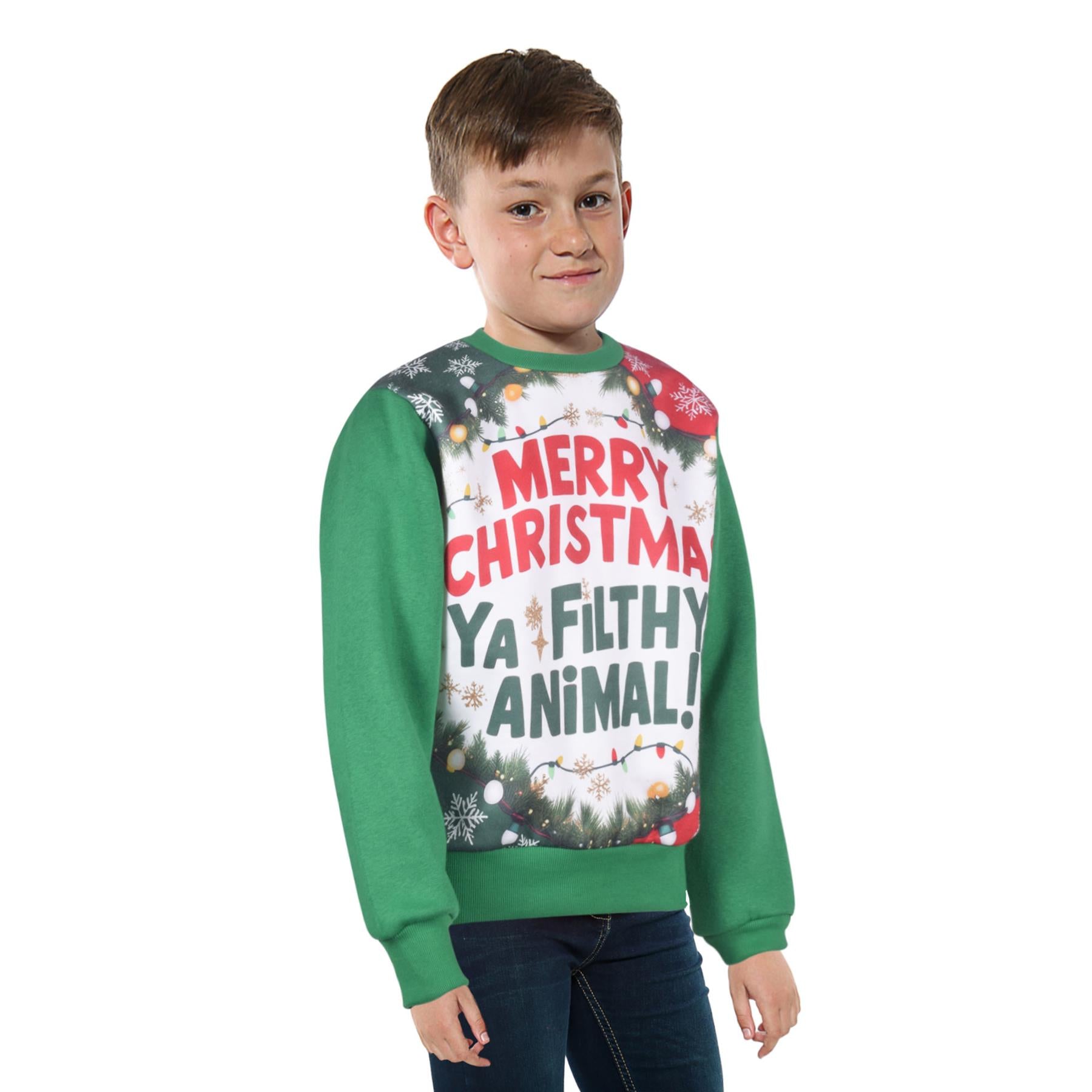 Kids Girls Boys Merry Christmas Ya Filthy Animal Jumper Hoodies Xmas Sweatshirts