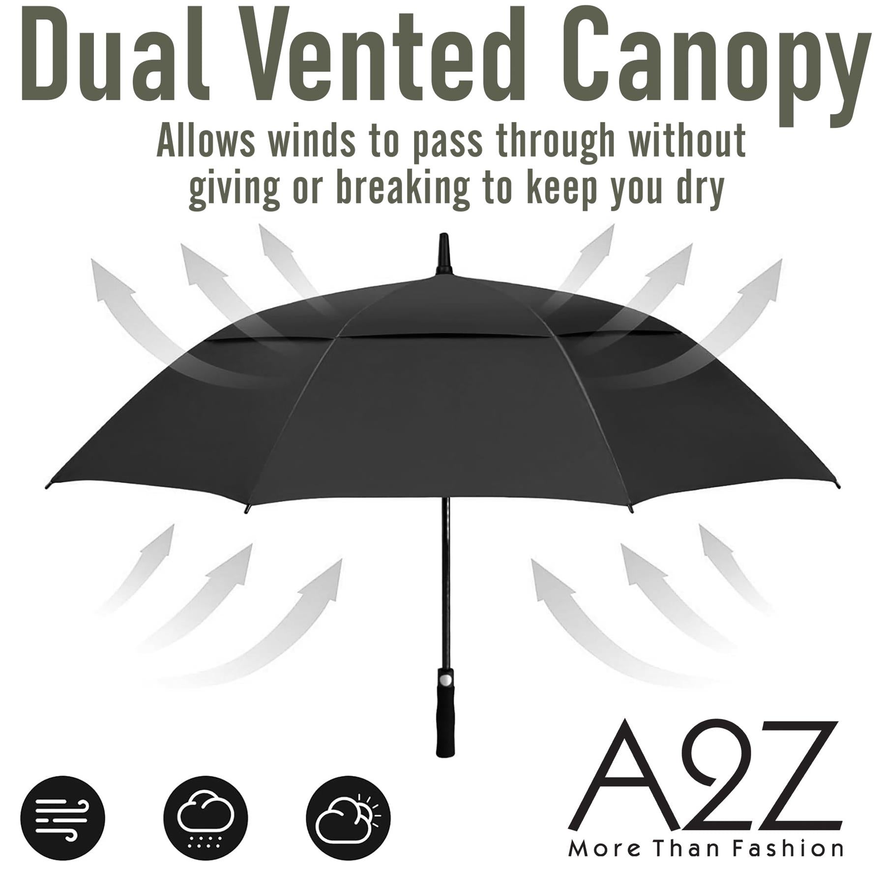 A2Z Golf Umbrella Super Deluxe Auto Open Wind Rain Resitant Double Vented Canopy