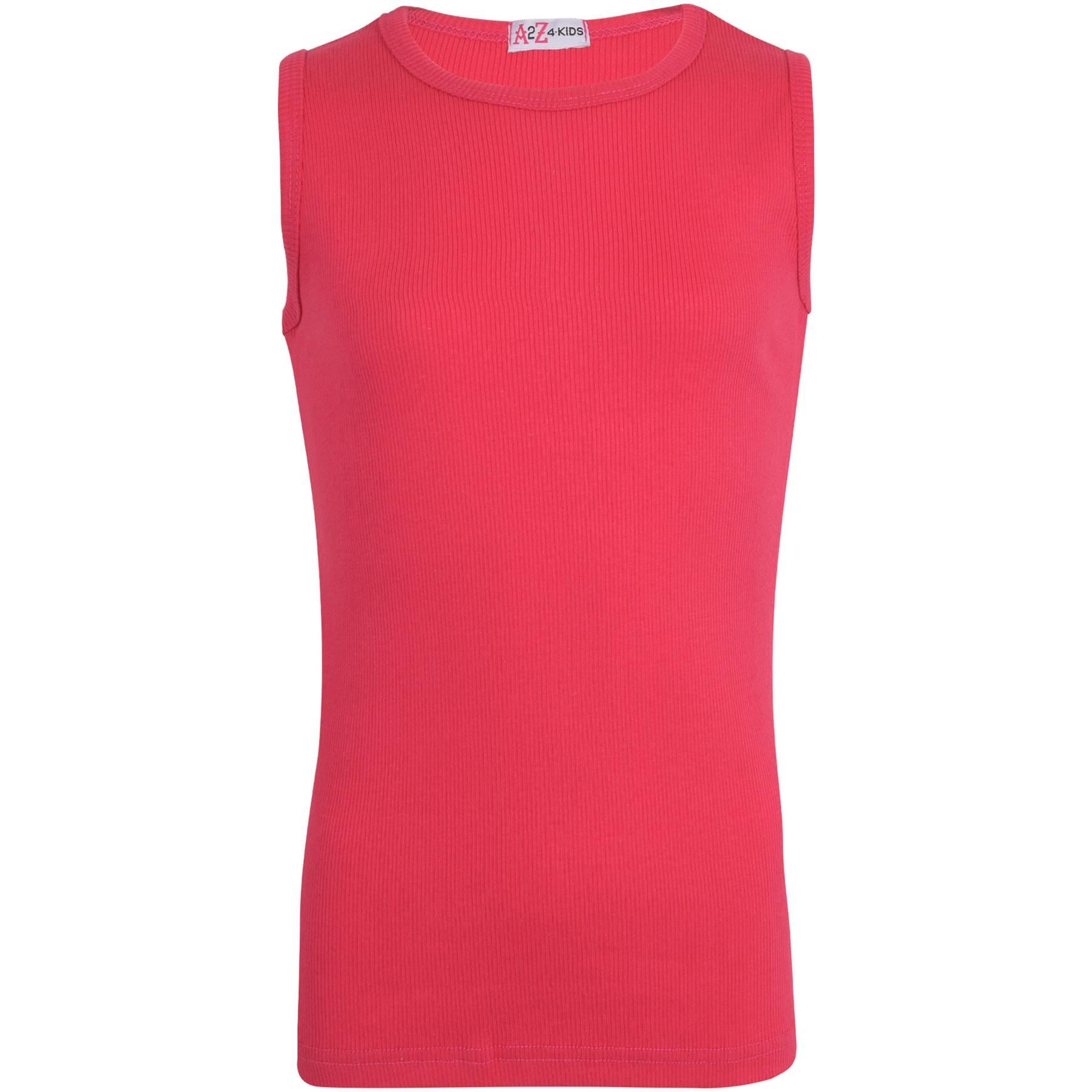 Kids Girls Boys Childrens Vest Top Tank Top Fitted 100% Rich Cotton 2-13 Years