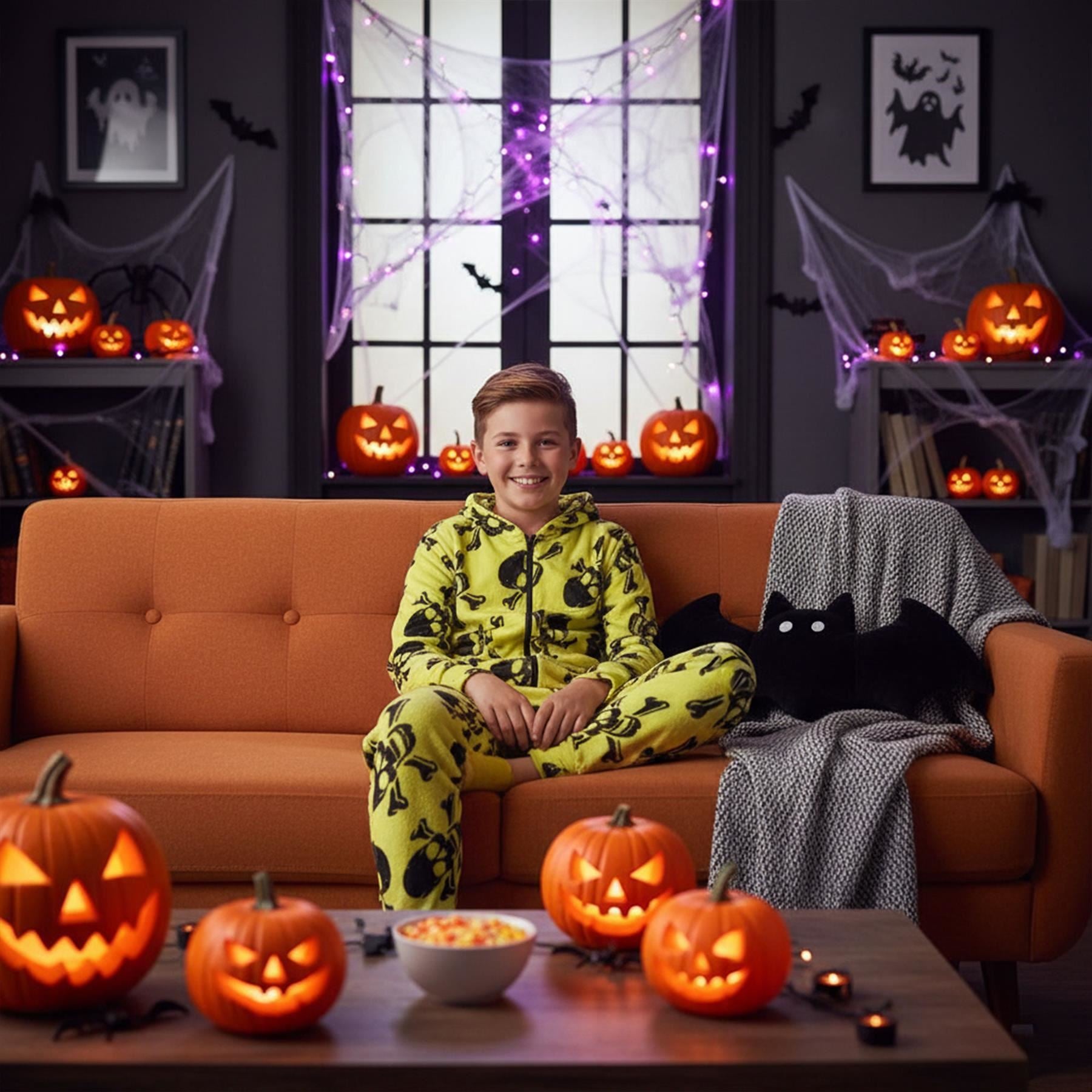 Kids Girls Boys One Piece Halloween Print Onesie