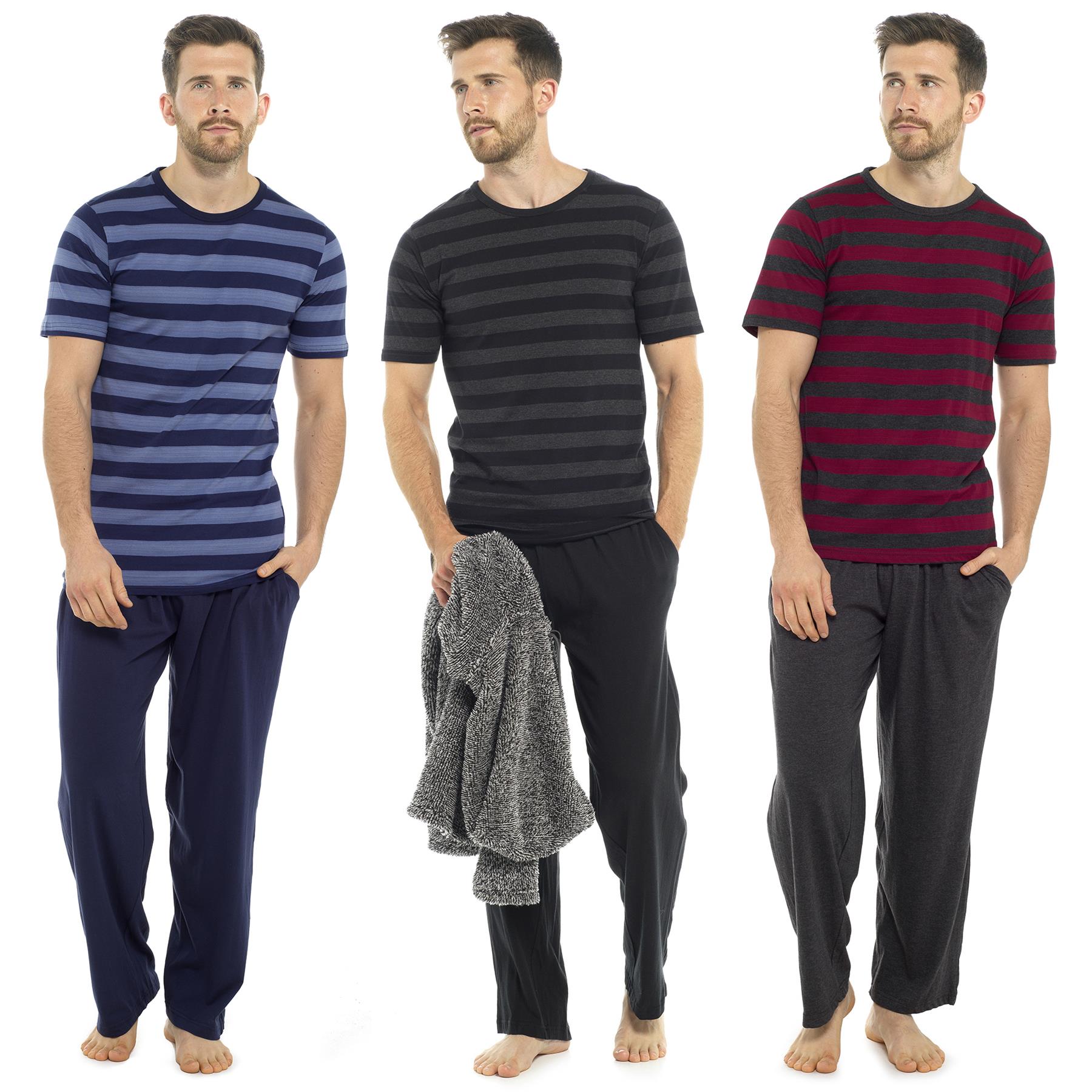 A2Z Men's Cotton Jersey Striped Pyjama Short Sleeve Tee Sleepwear Loungewear Pjs