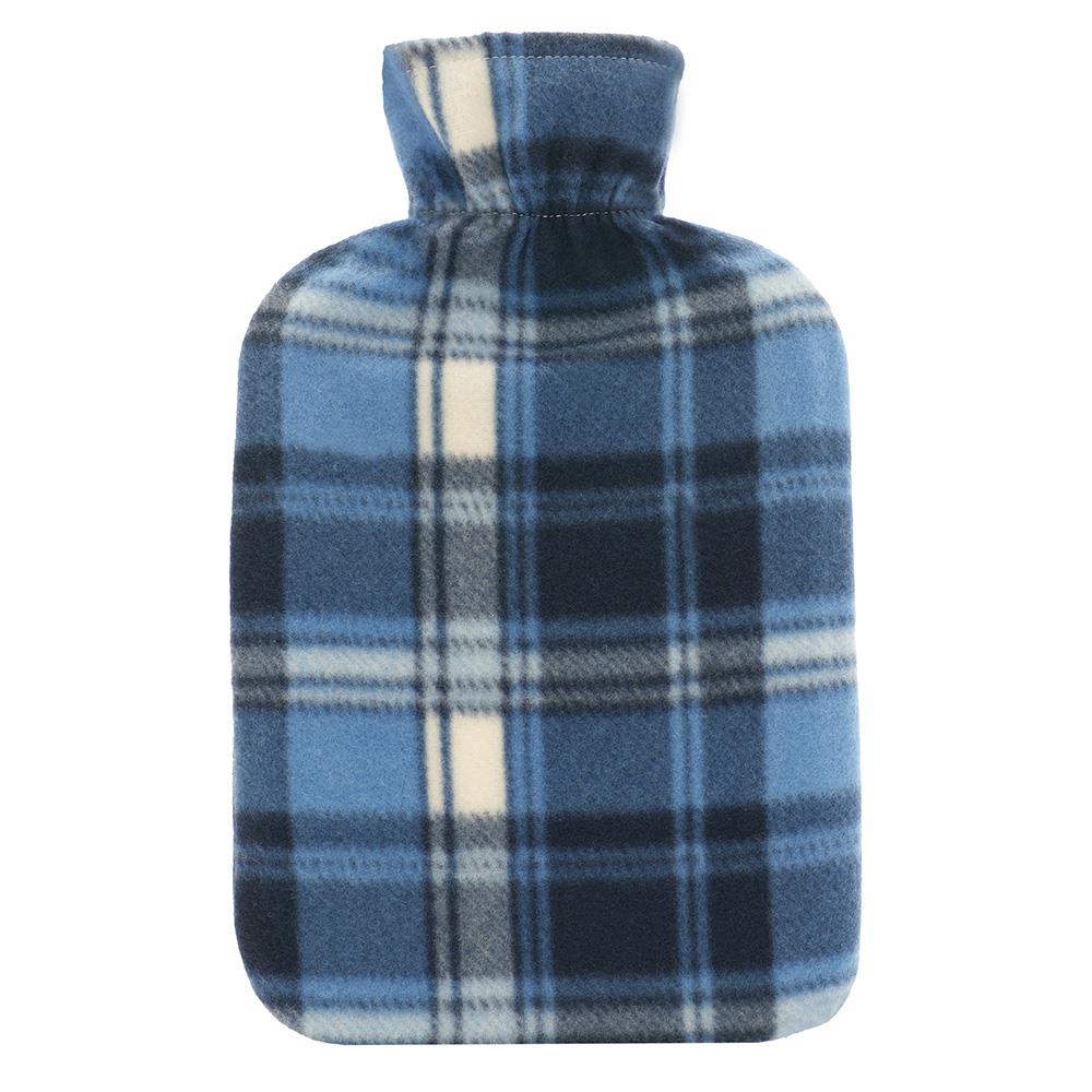 A2Z Hot Water Bottle 2 Litre Tartan Print Fleece Cover Rubber Hot Water Bag