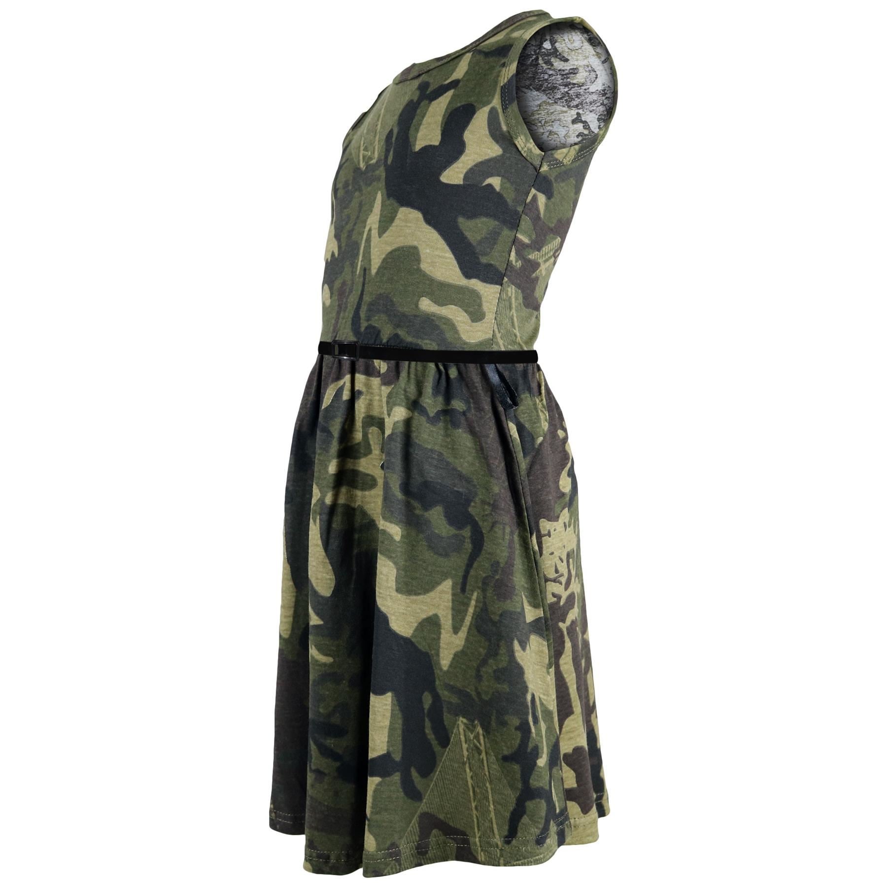 Girls Skater Dress Kids Camouflage Summer Casual Party Dress 5-13 Years