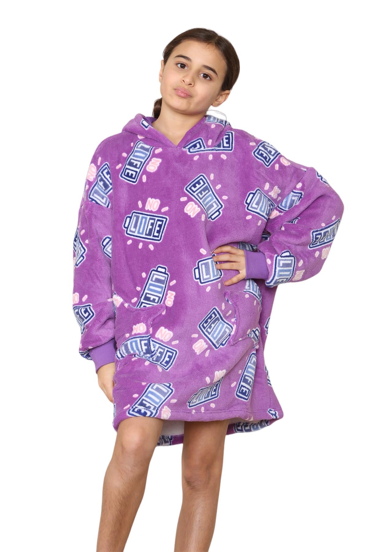 Kids Girls Boys Ultra Soft Oversized Hoodie Snuggle Plush Sherpa Fleece Lining