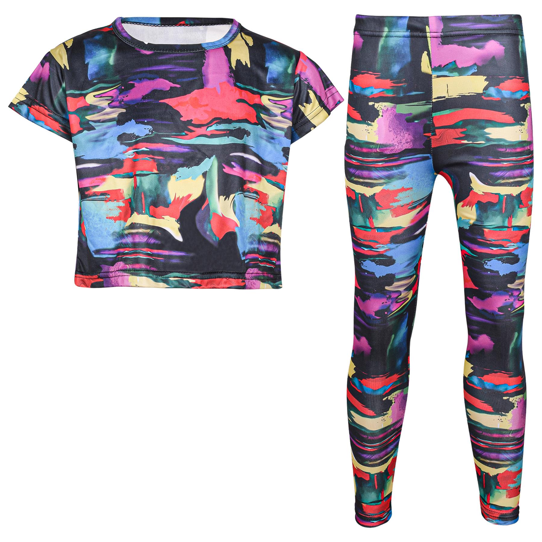 A2Z 4 Kids Girls Crop Top Legging Set Lightweight Summer Outfit Clothing Sets