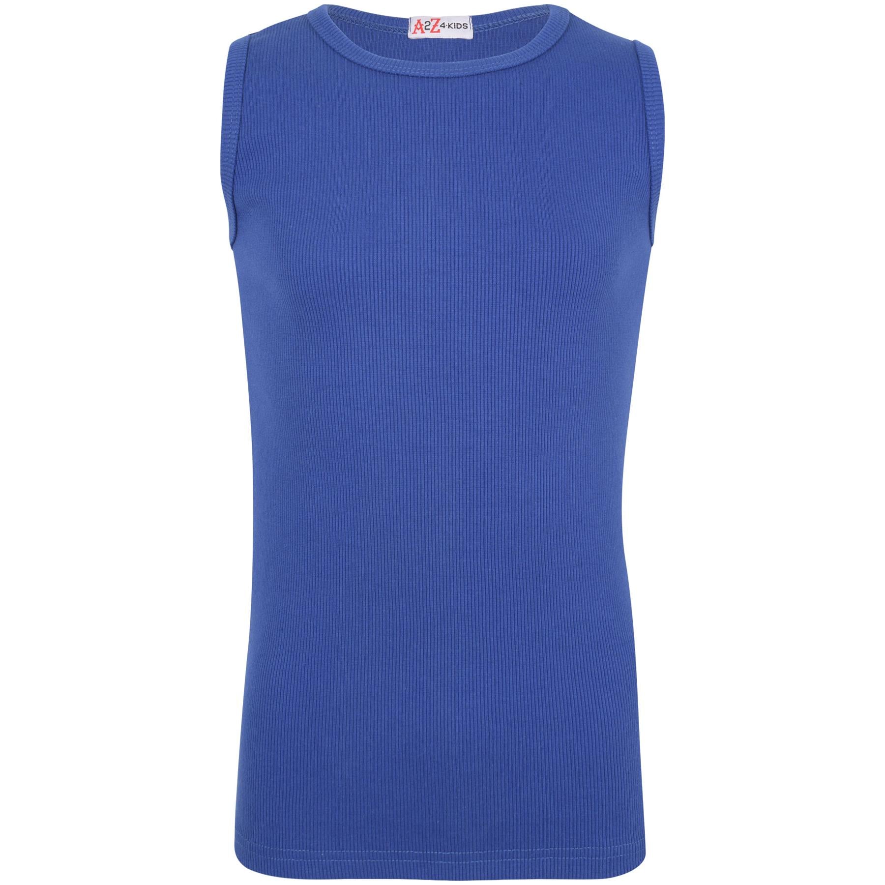 Kids Girls Ribbed Vest Top 100% Thick Cotton Fashion Tank Tops T Shirt 2-13 Year