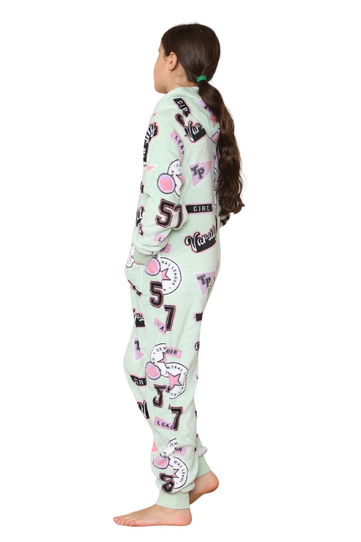 Kids Fleece A2Z Onesie One Piece Pyjamas Varsity Print Sleepsuit For Boys Girls