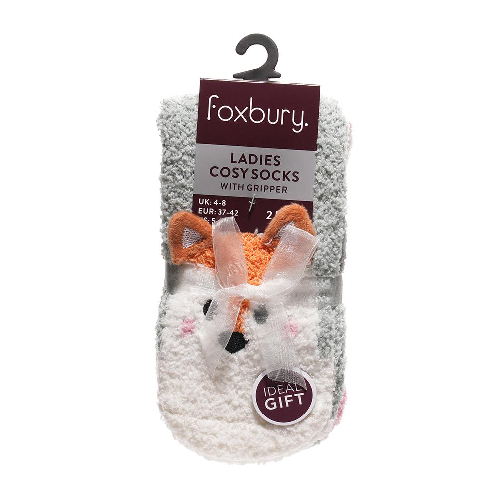 A2Z Ladies Cosy Animal Bed Socks, Super Soft Non-Slip Fox And Panda Design