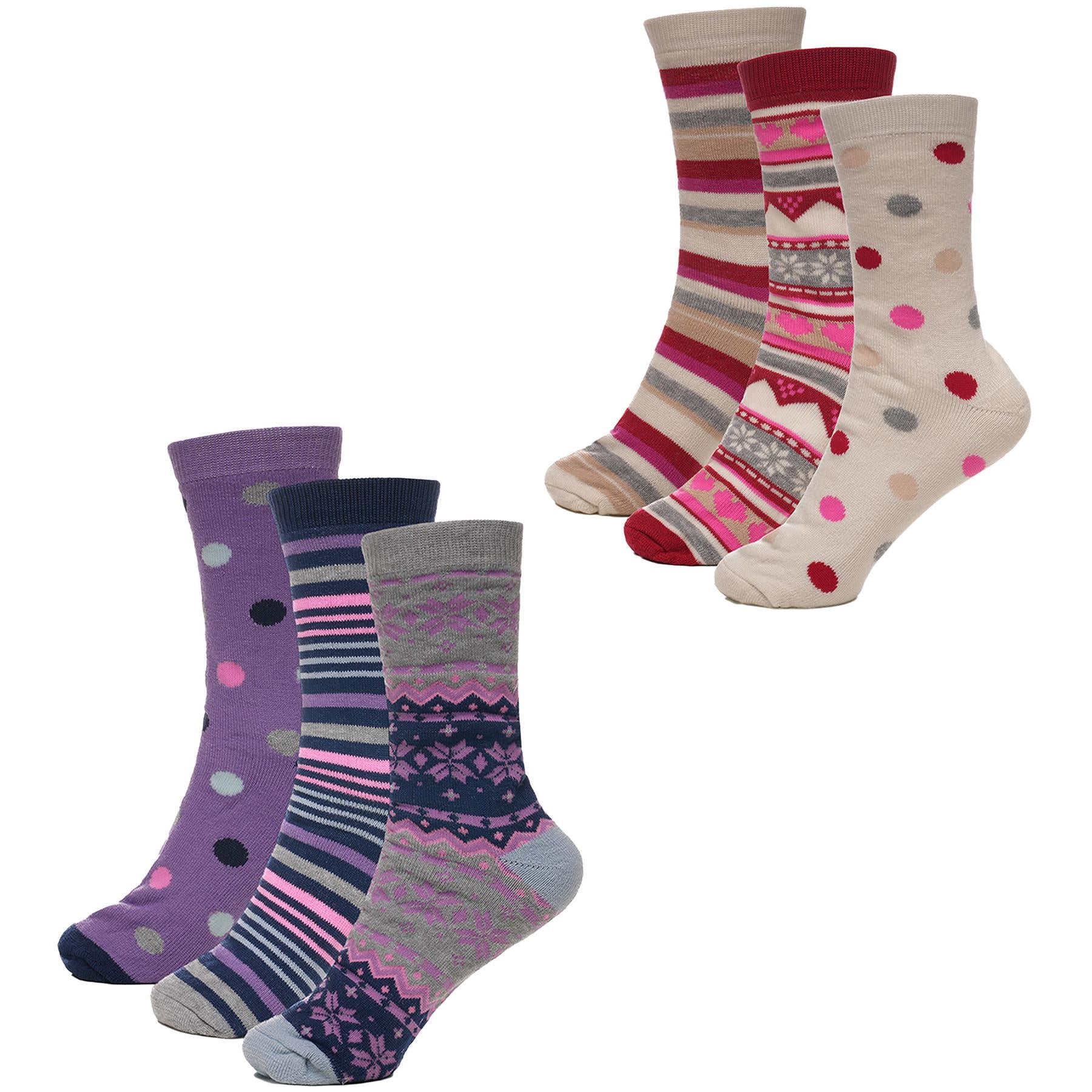 A2Z 3 Pack Ladies Patterned Thermal Socks Comfortable Winter Warm Cosy Socks