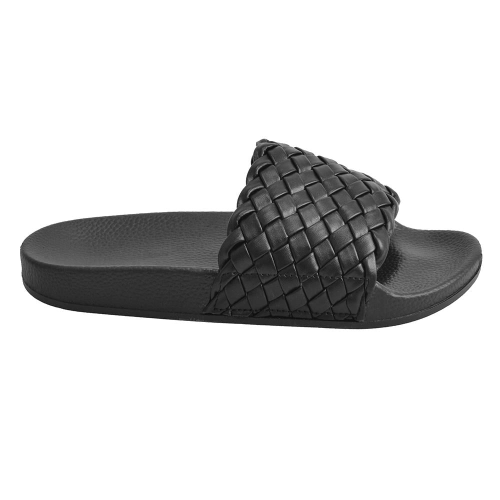 Womens Open Toe Woven Strap Slipper Slip-On Casual Summer Mule Sandal Sliders