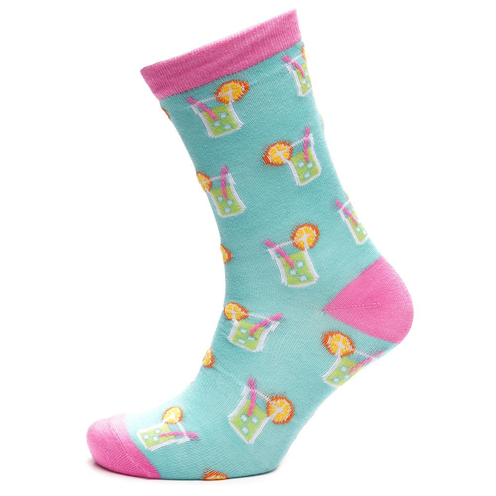 Ladies 3 Pack Black Heel & Toe Pattern Stripe Spot Novelty Drinks Cakes Design