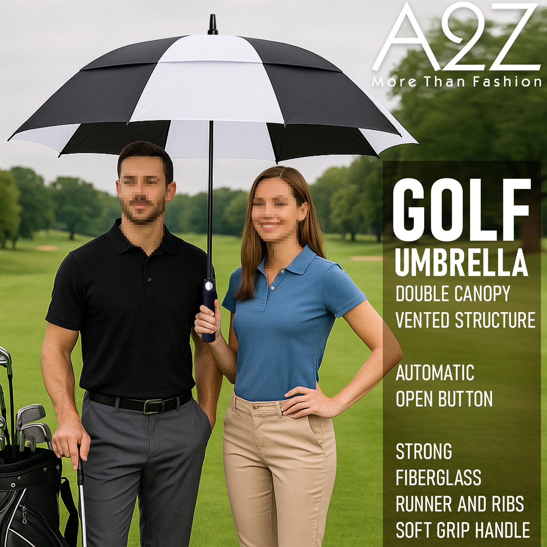 A2Z Golf Umbrella Super Deluxe Auto Open Wind Rain Resitant Double Vented Canopy