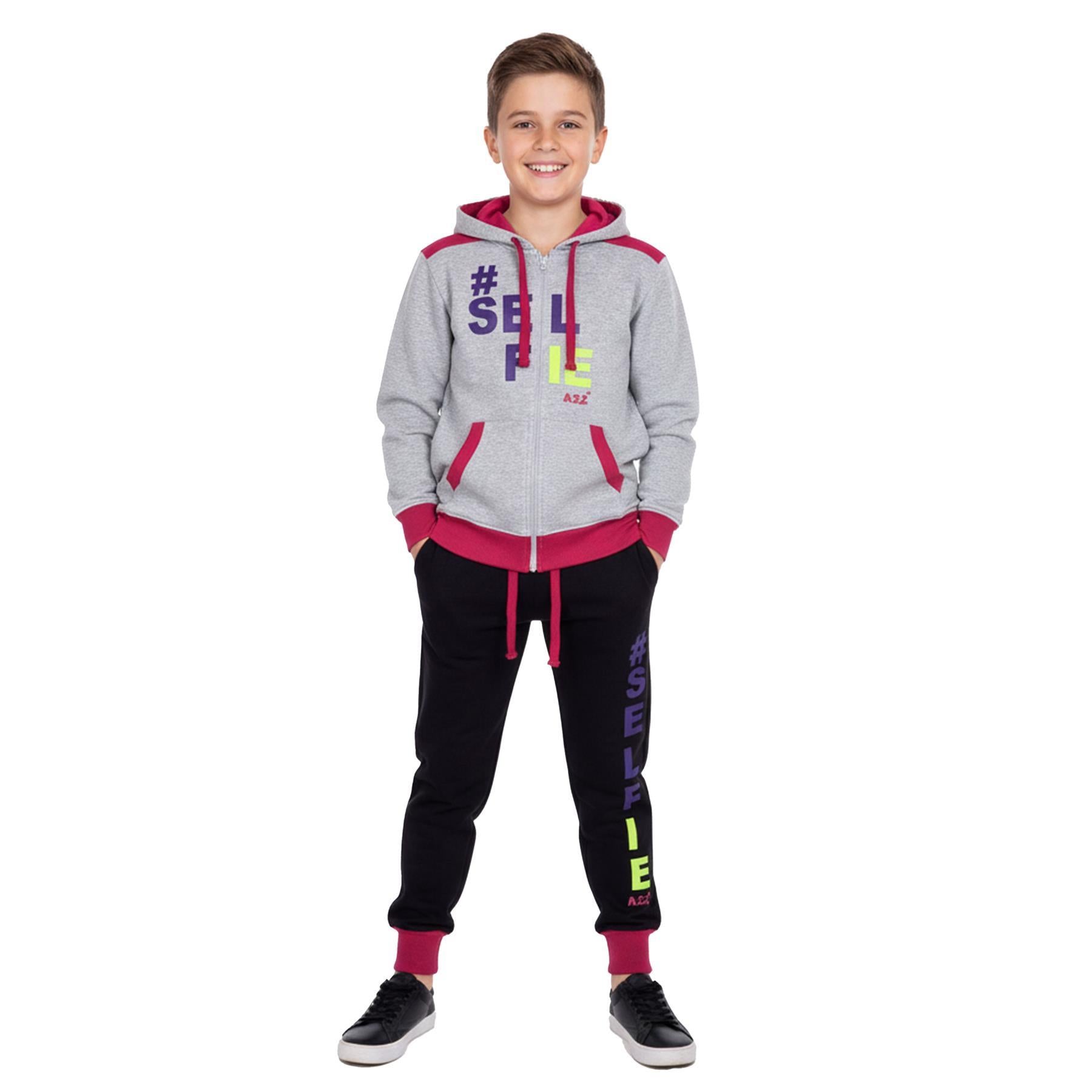 A2Z 4 Kids Girls Boys #SELFIE Tracksuit Hoodie & Joggers Outfit Set Top Bottom