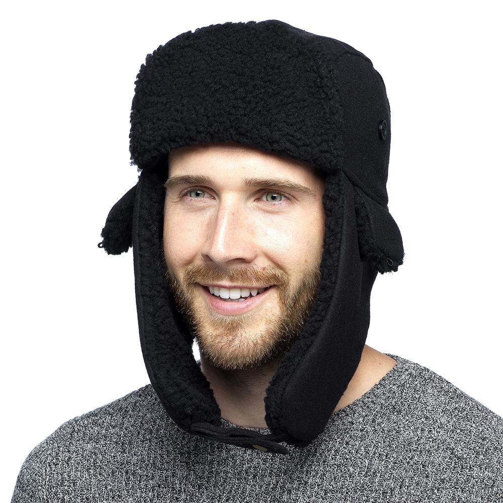 A2Z Mens Trapper Hat With Borg Lined Ear Flap Hats Adjustable Clip Fastening Cap