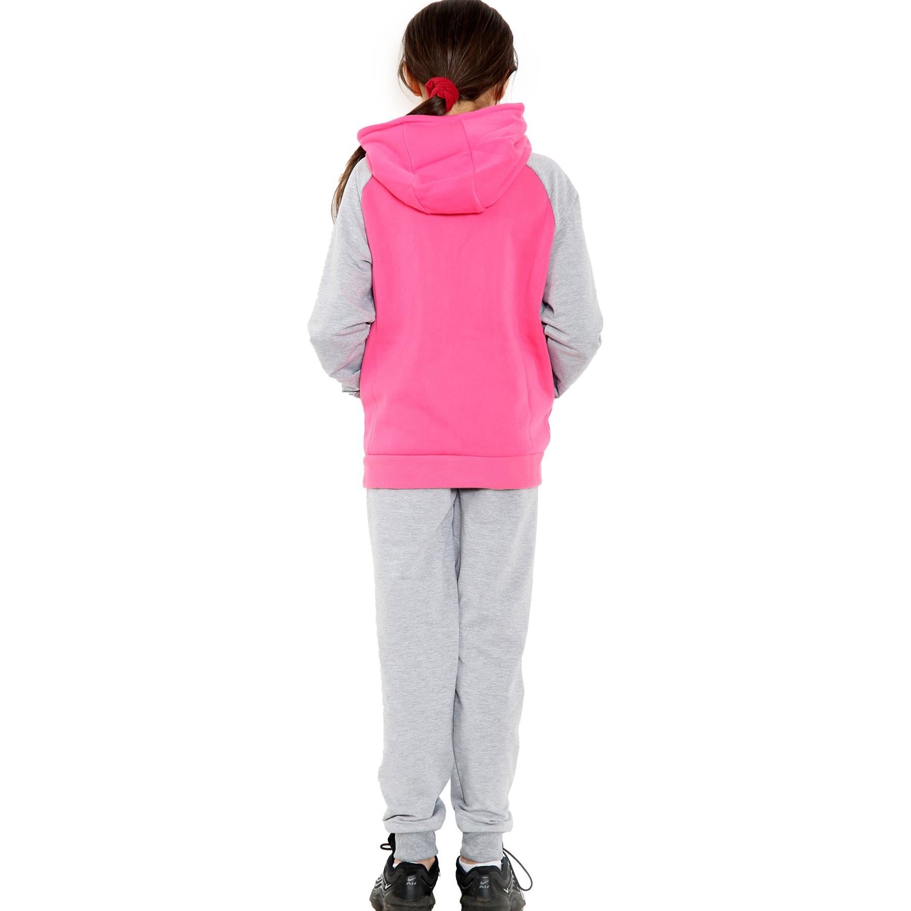 Kids Girls Love Print Hooded Zipper Hoodie & Bottom Jogging Suit