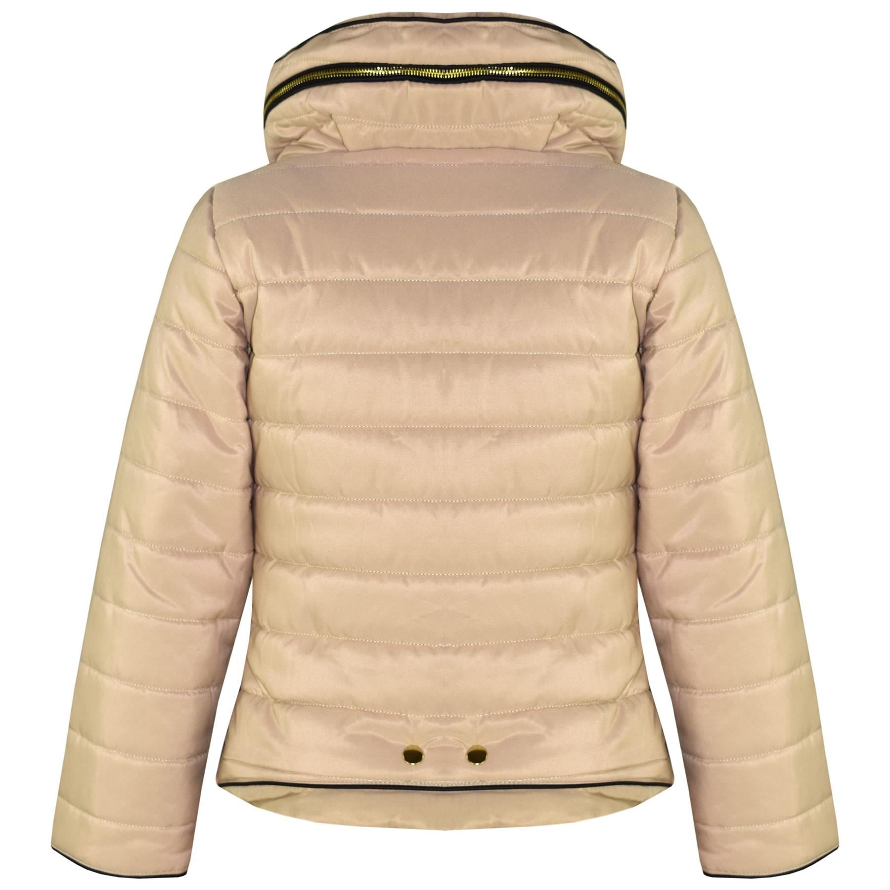 Girls Jacket Kids Padded Puffer Bubble Fur Collar Quilted Warm Thick Coats 3-13 Y